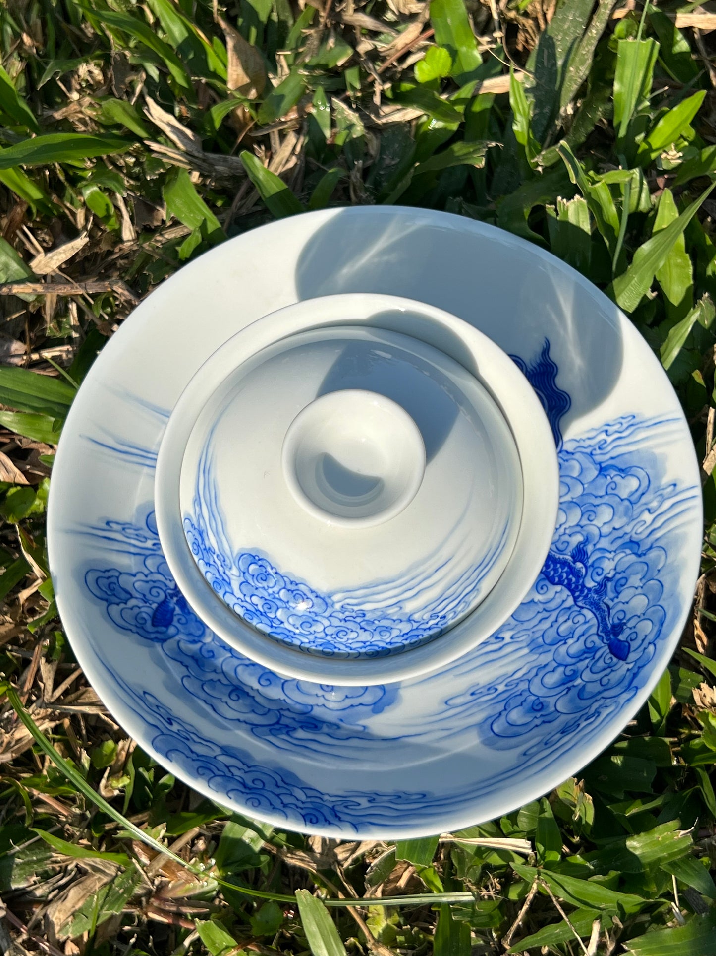 Hand Painted Chinese Qilin Gaiwan Blue And White Porcelain Pot Maker Jingdezhen Master Ceramic Artwork