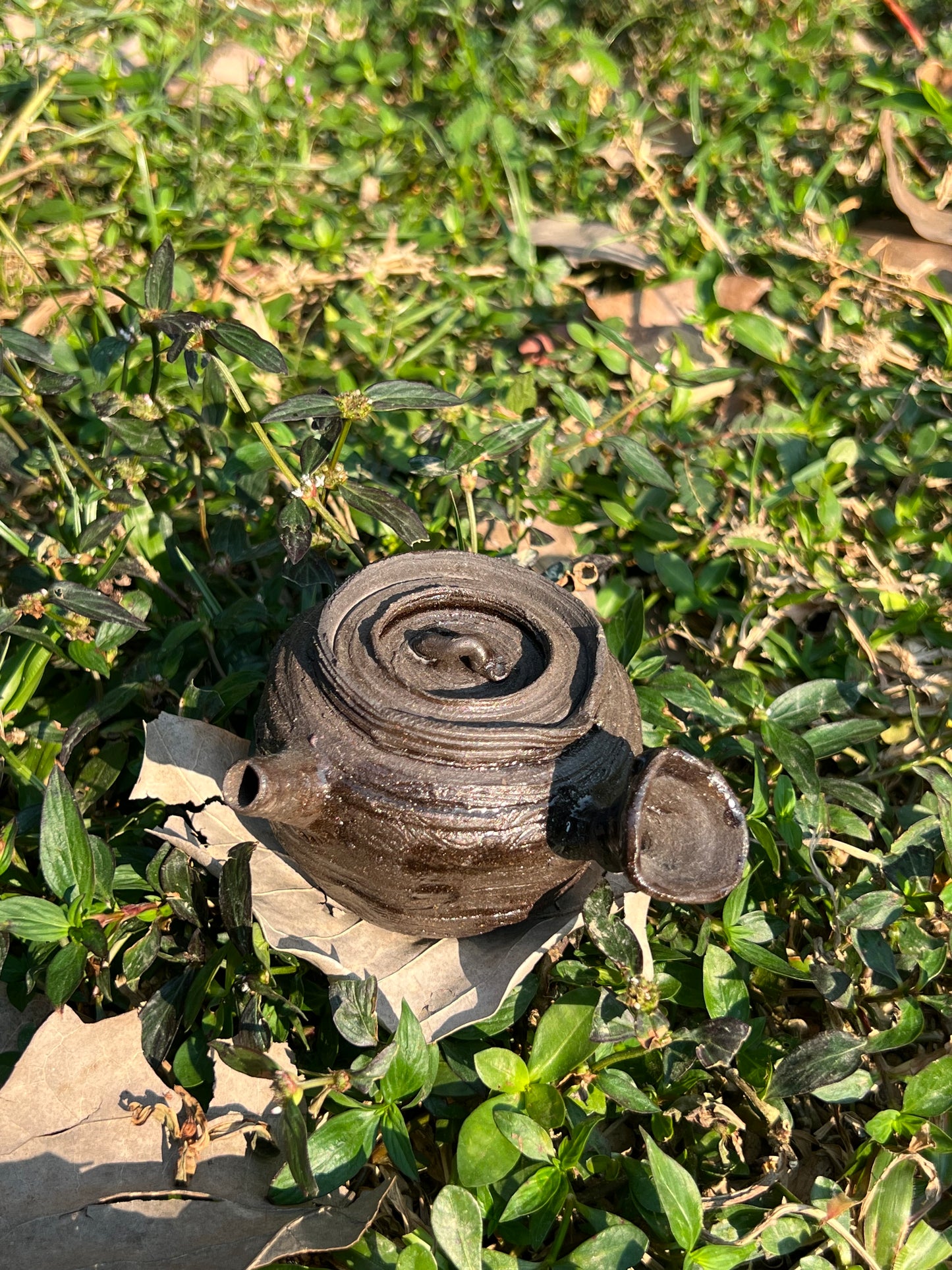 This is a purple clay teapot