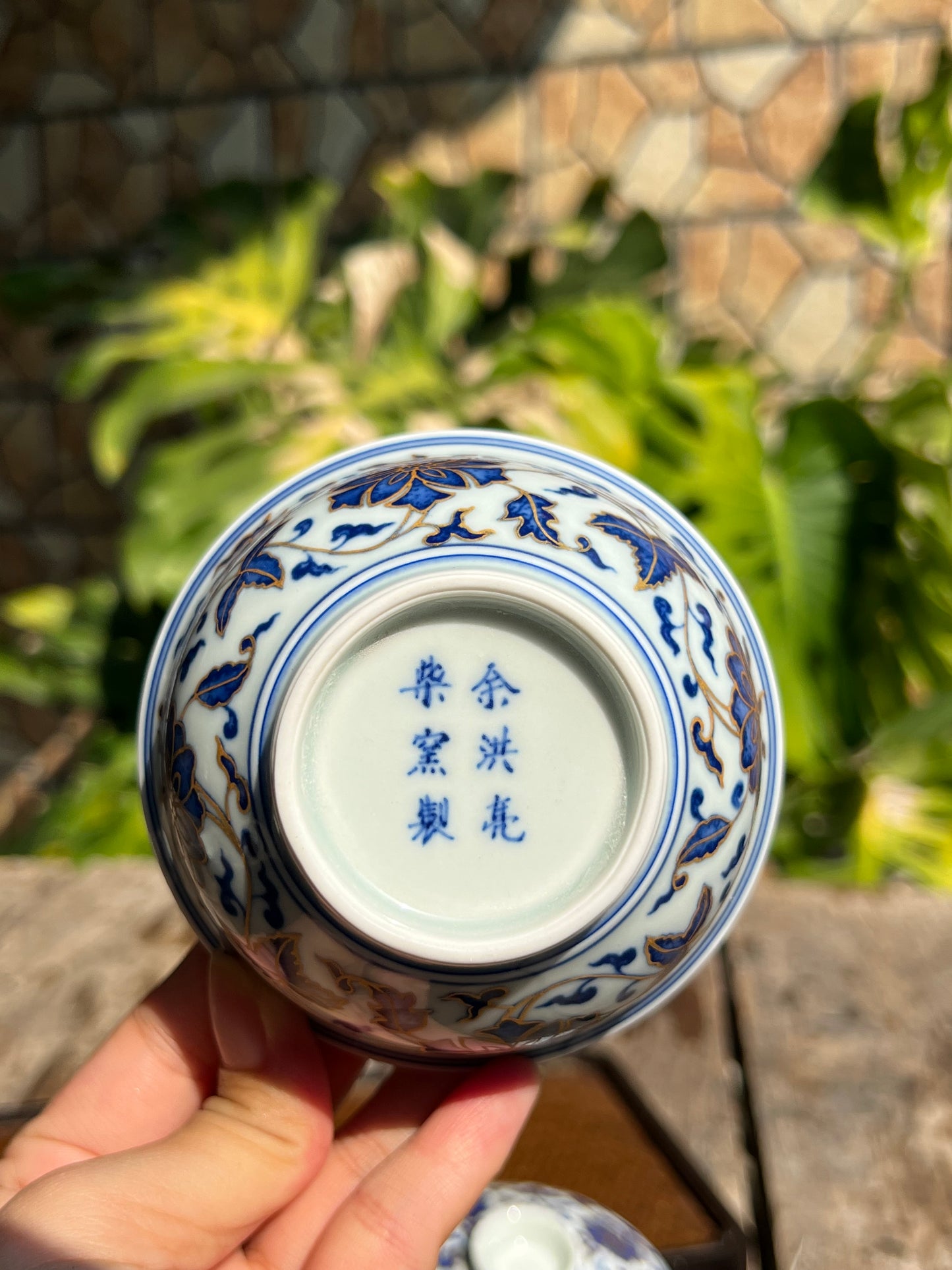 This is a Chinese Jingdezhen blue and white porcelain flower teapot gaiwan