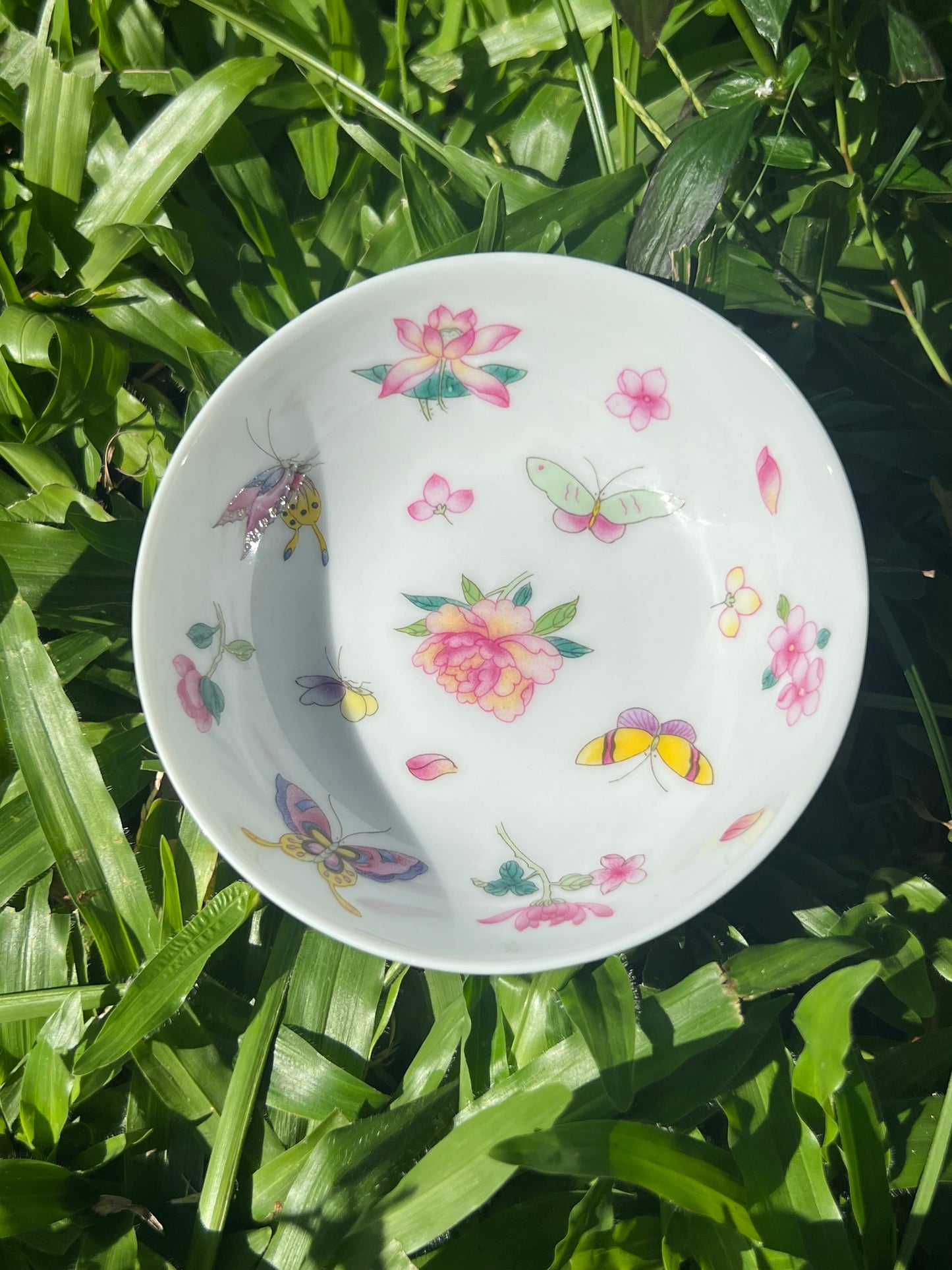 Handpainted Chinese Flowers Butterfly Enamel Teacup Jingdezhen Master Ceramic Artwork