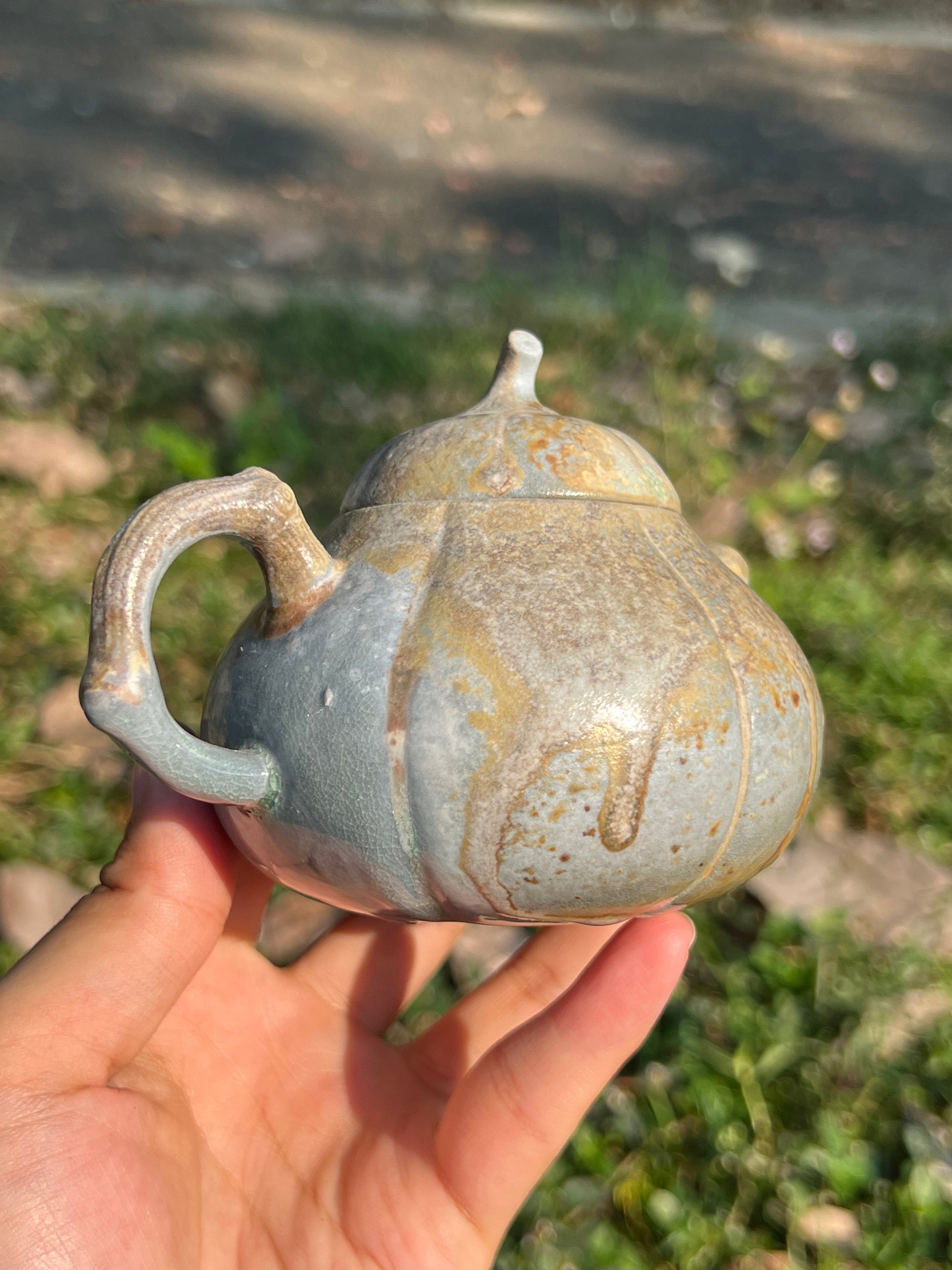 This is a woodfired pottery teapot