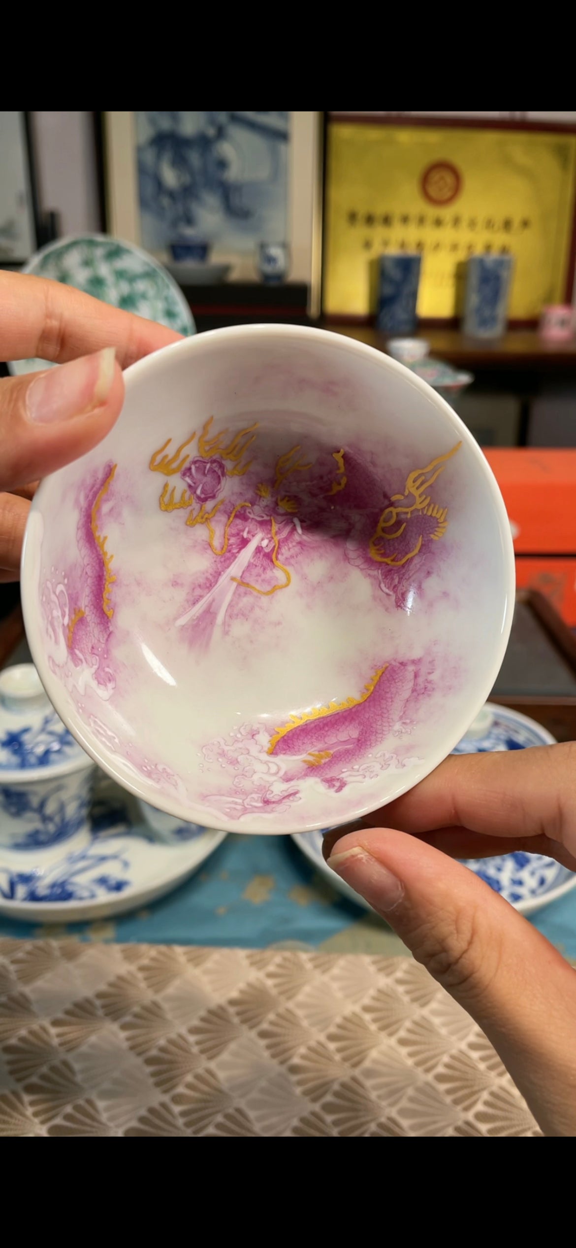 this is a Chinese Jingdezhen ceramic dragon teacup