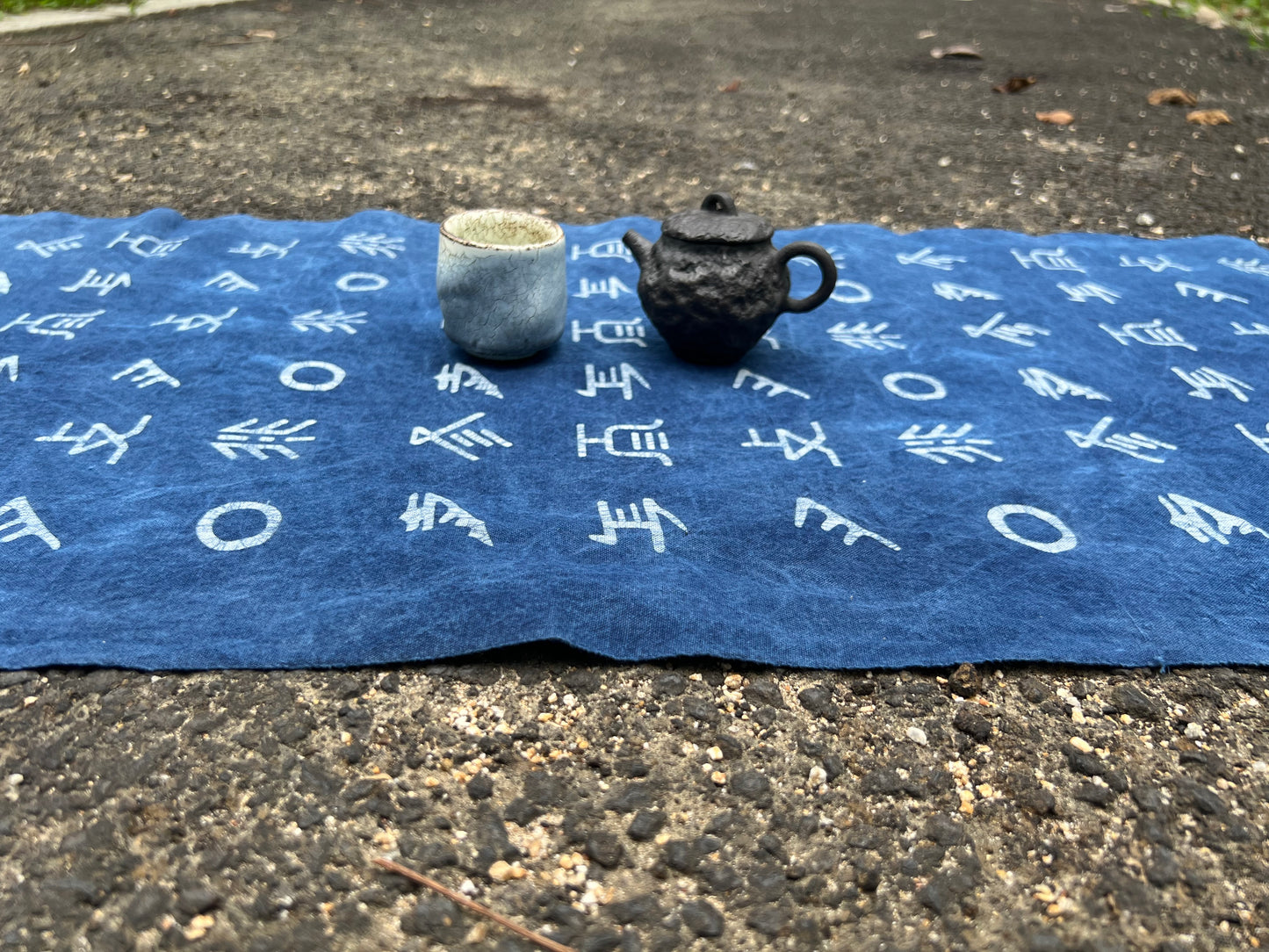 Hand Dyed Indigo Dye Tea Table Cloth Natura Cotton Dye Blue Color Chabu Chaxi