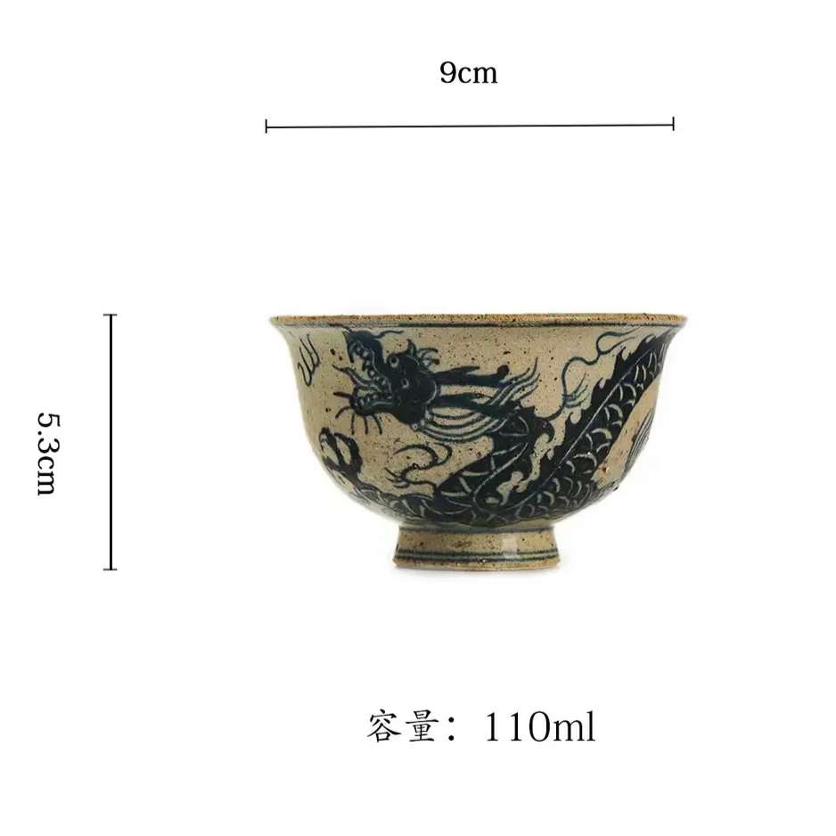 Chinese Handpainted Chinese Dragon Blue and White Pottery Jingdezhen Tea tray Teapot Holder Master Pottery Artwork