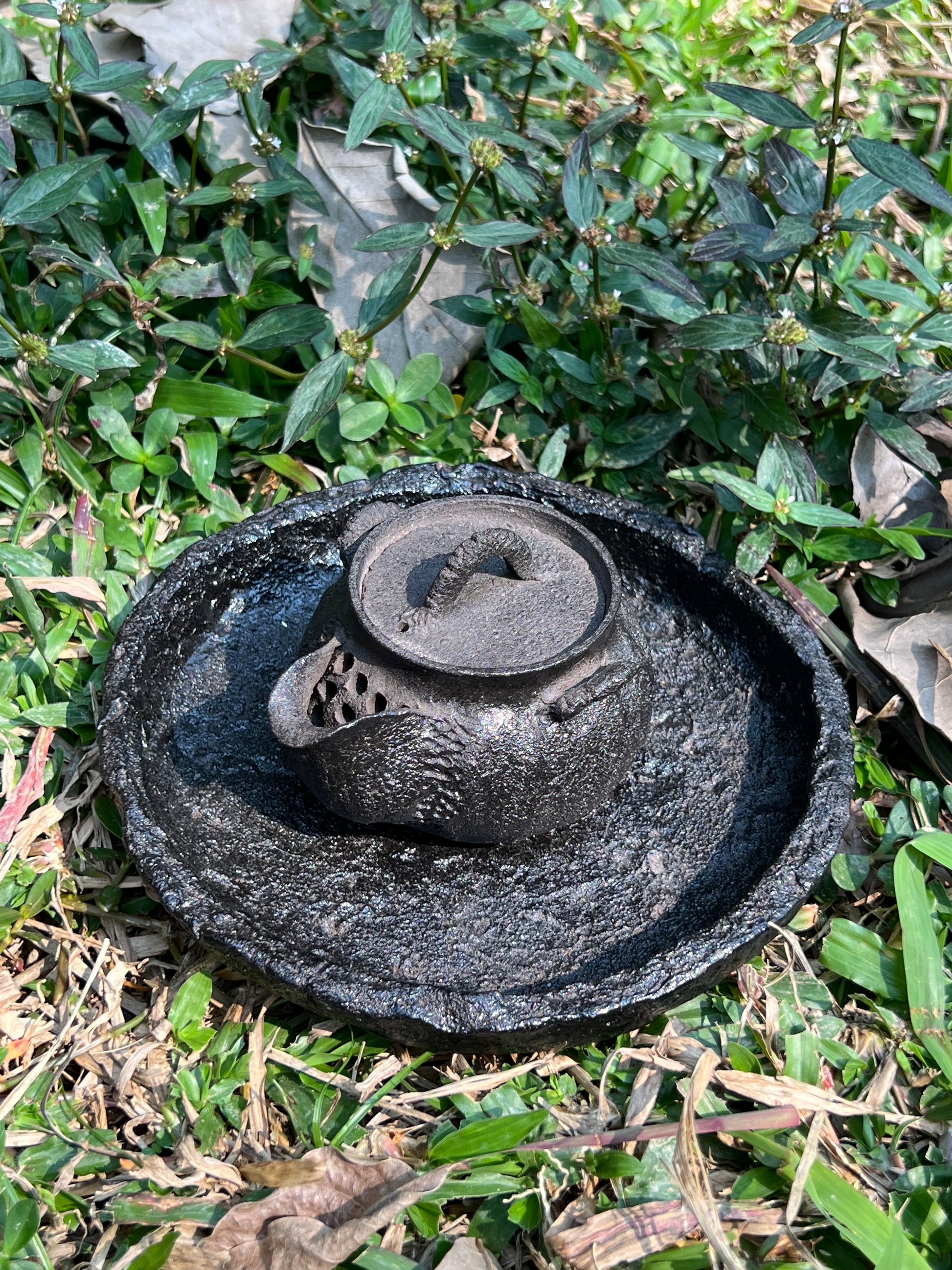 This is a purple clay teapot 