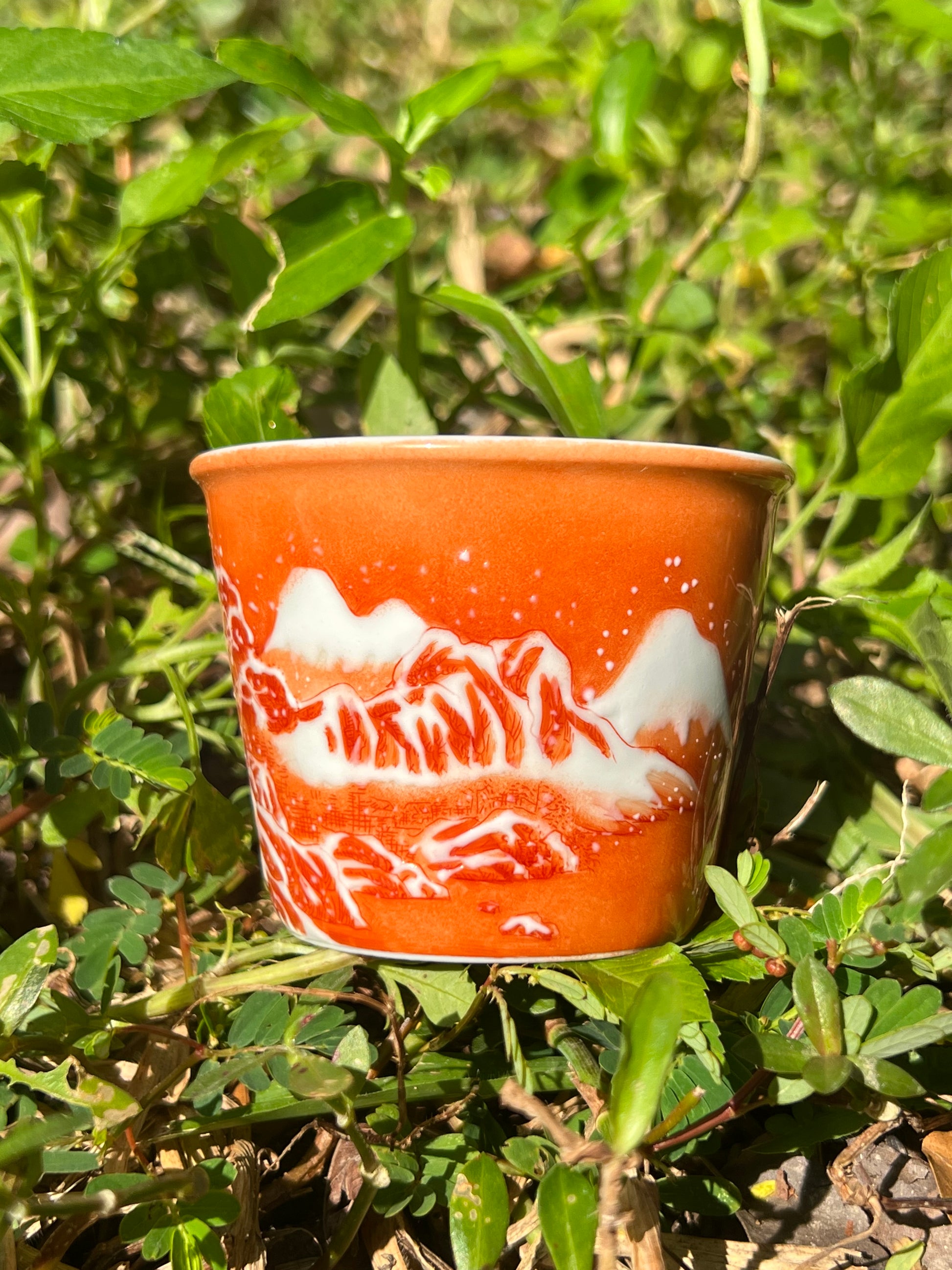 This is Chinese Jingdezhen alum red teacup. This is a ceramic teacup