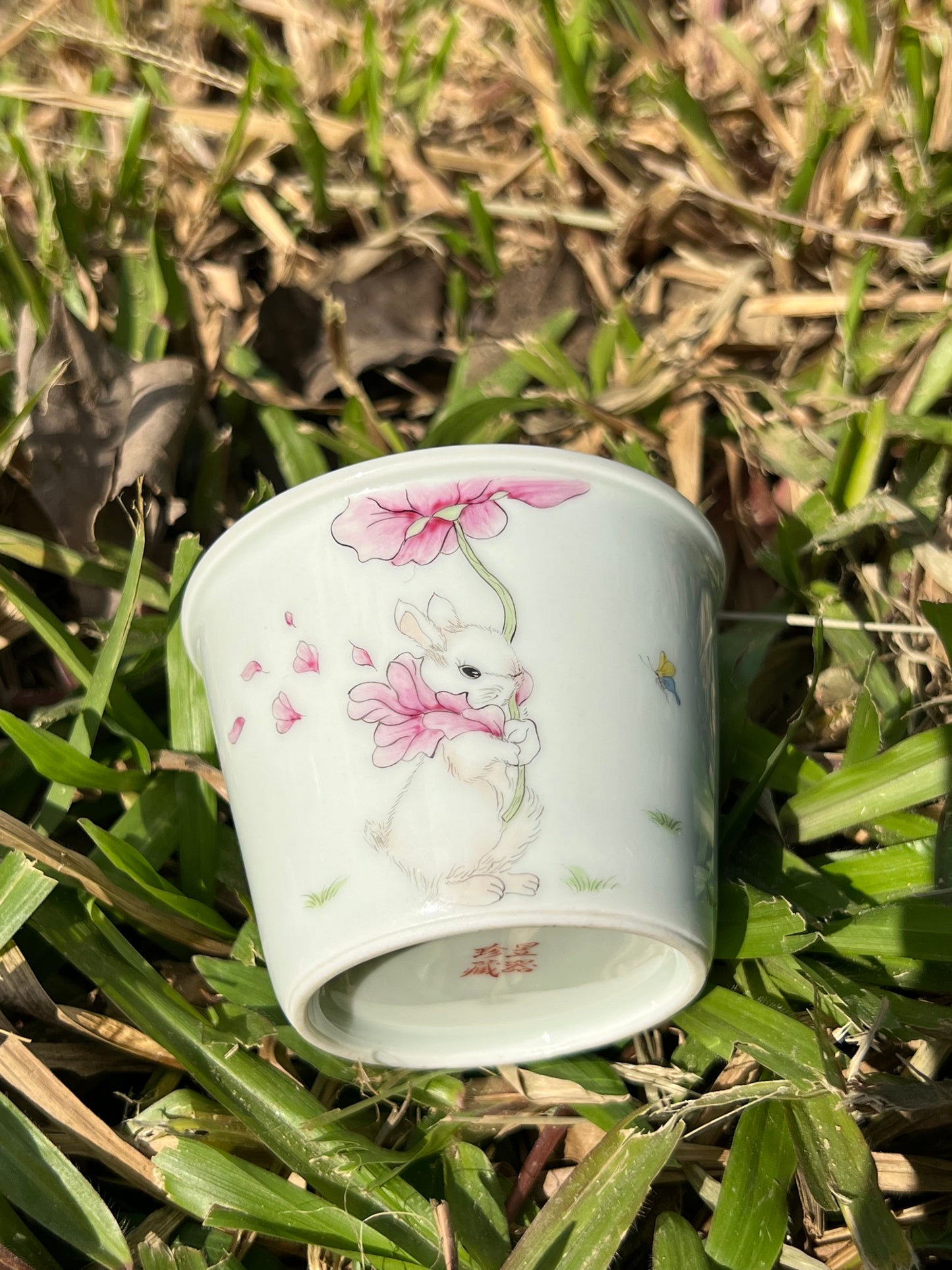 Hand Painted Chinese Rabbit Teacup Jingdezhen Master Ceramic Artwork