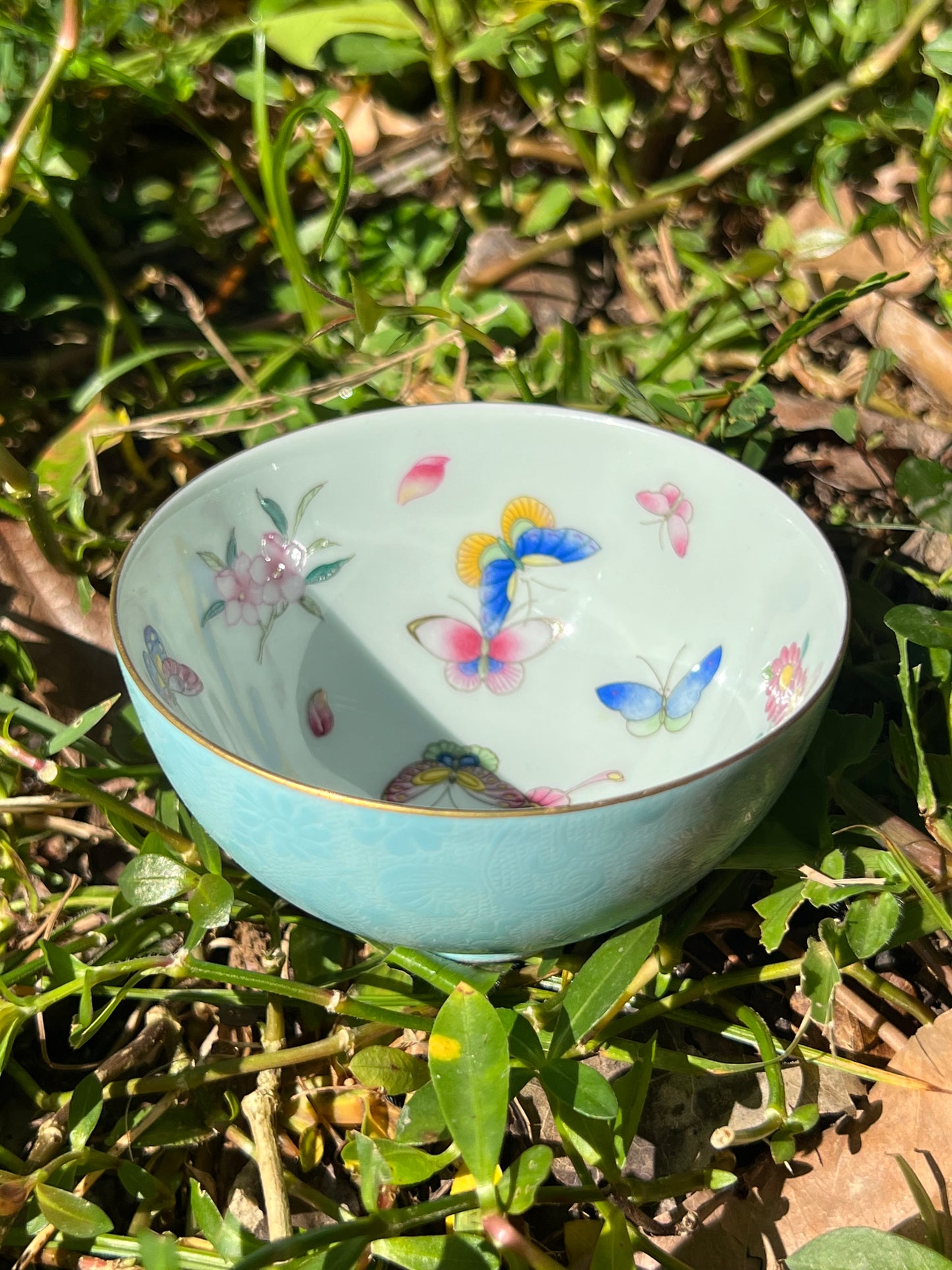 Hand Painted Chinese Butterfly Gaiwan Jingdezhen Master Ceramic Artwork