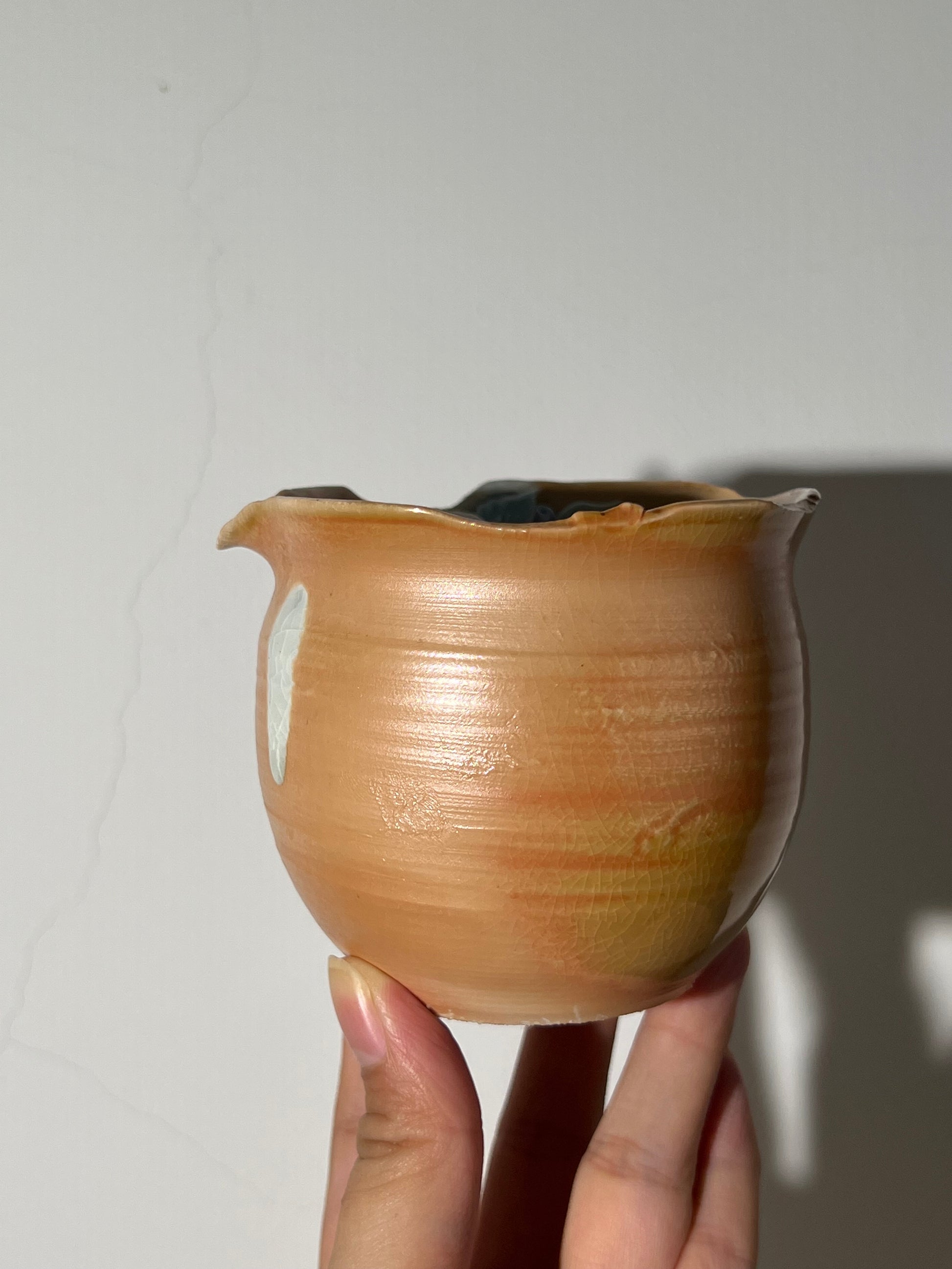 This is a woodfired pottery flower faircup gongdaobei