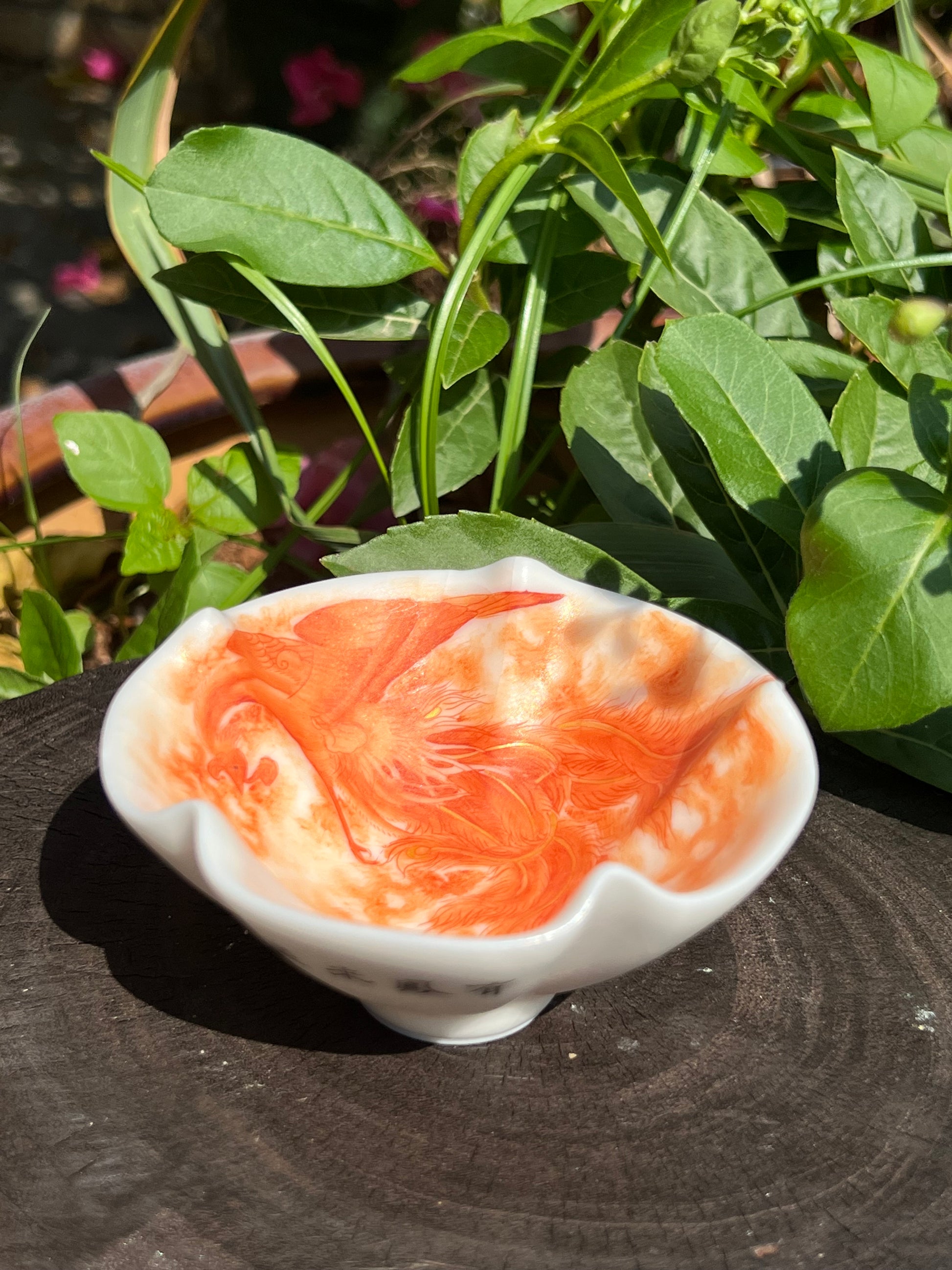 this is a Chinese Jingdezhen alum red phoenix teacup.this is a ceramic teacup