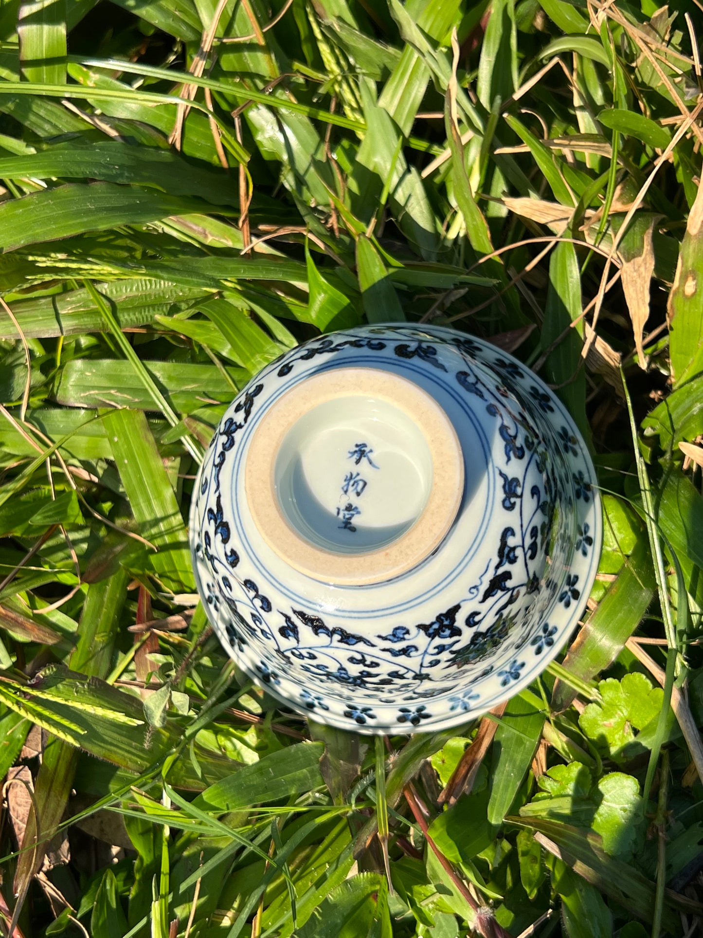 Hand Painted Chinese Lotus Of Twined Stems Teacup Jingdezhen Blue and White Porcelain Master Ceramic Artwork