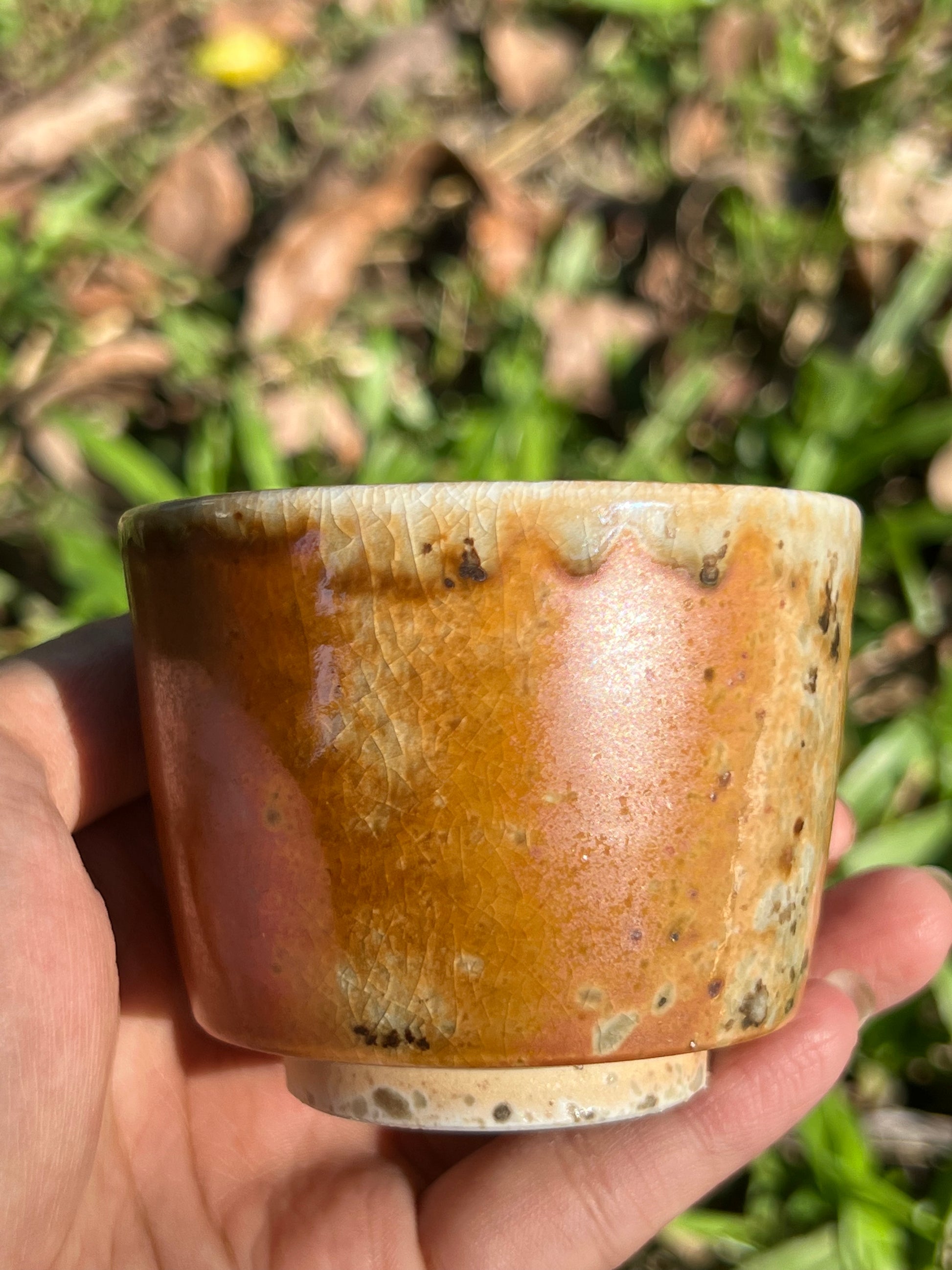 This is a woodfired pottery teacup