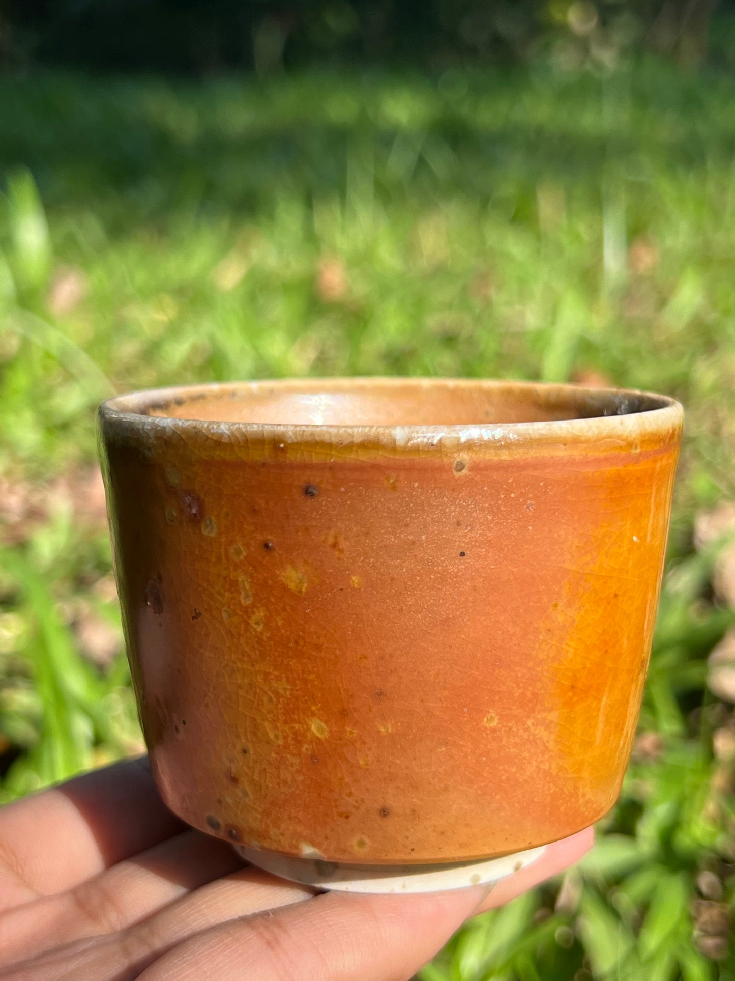 This is a woodfired pottery teacup