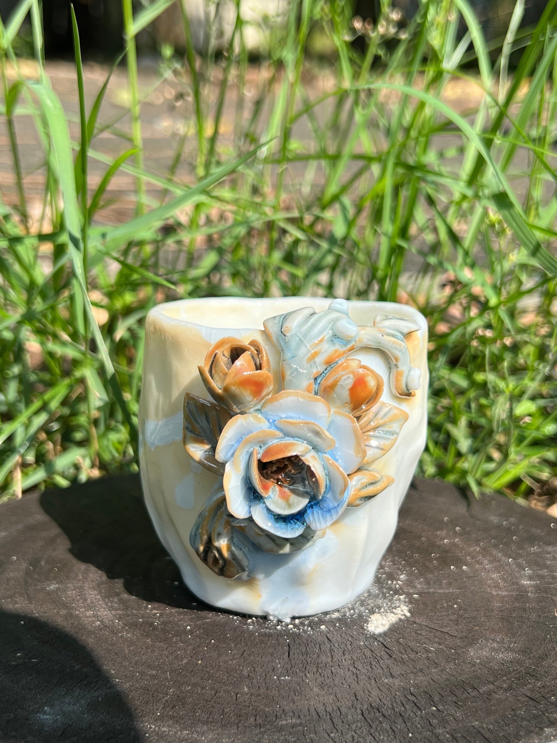 This is a woodfired pottery teacup