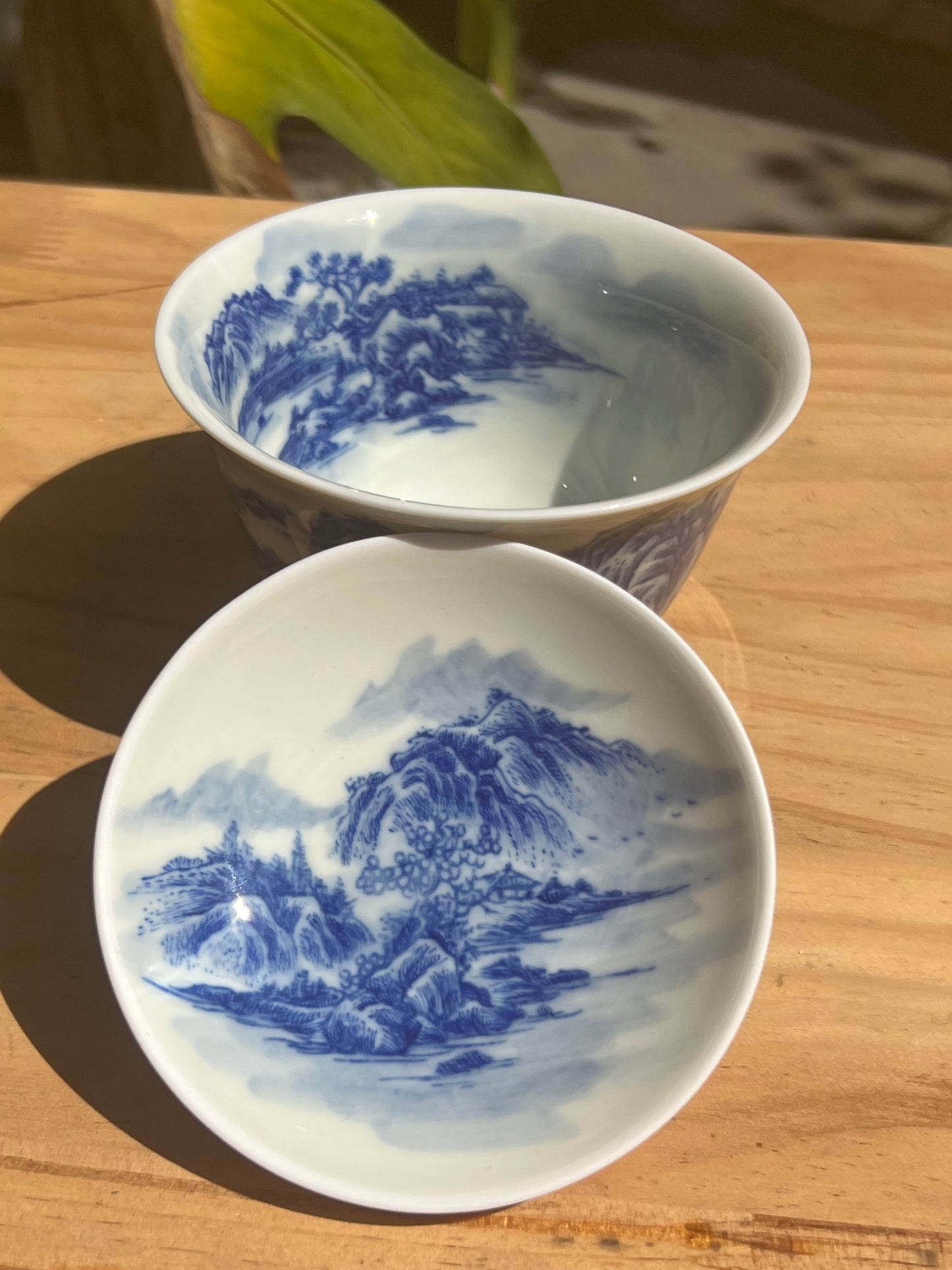 Chinese Handpainted Chinese Landscape Blue and White Porcelain Tea tray Jingdezhen Tea Boat Master Pottery Artwork