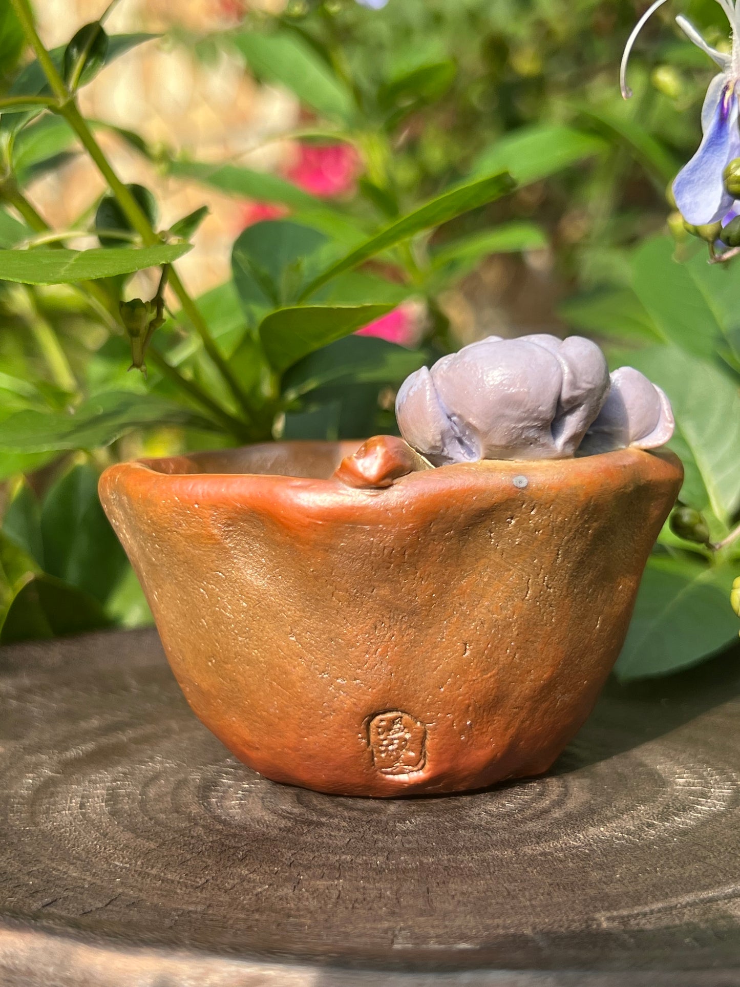 Woodfired Handmade Crude Pottery Flower Teacup Gloss Unique Artwork Chinese Master Pottery Ceramic Japanese Ceramic Tea Ceremony