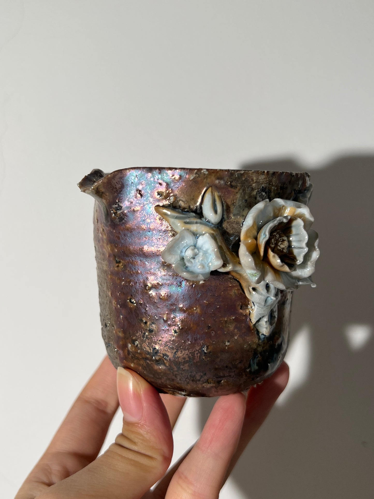 This is a woodfired tietai pottery flower faircup gongdaobei