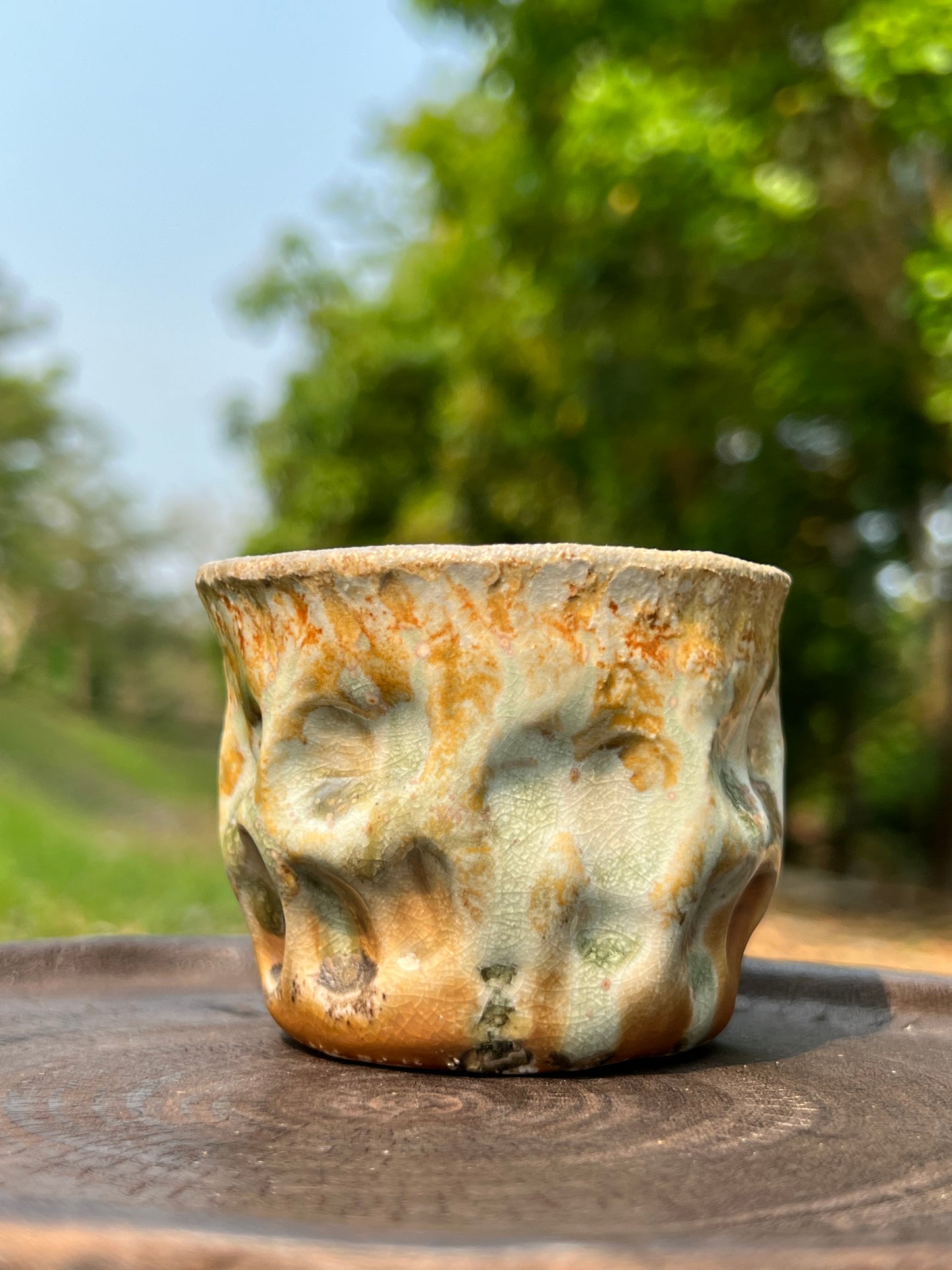 Woodfired Handmade Crude Pottery Teacup Gloss Unique Artwork Chinese Master Pottery Ceramic Japanese Ceramic Tea Ceremony