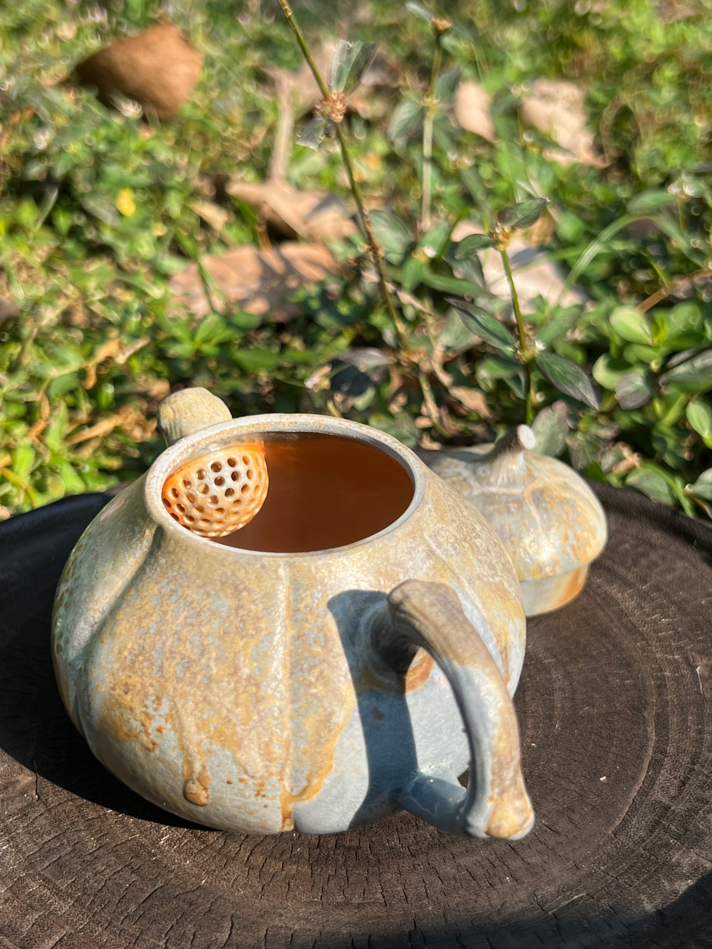 This is a woodfired pottery teapot