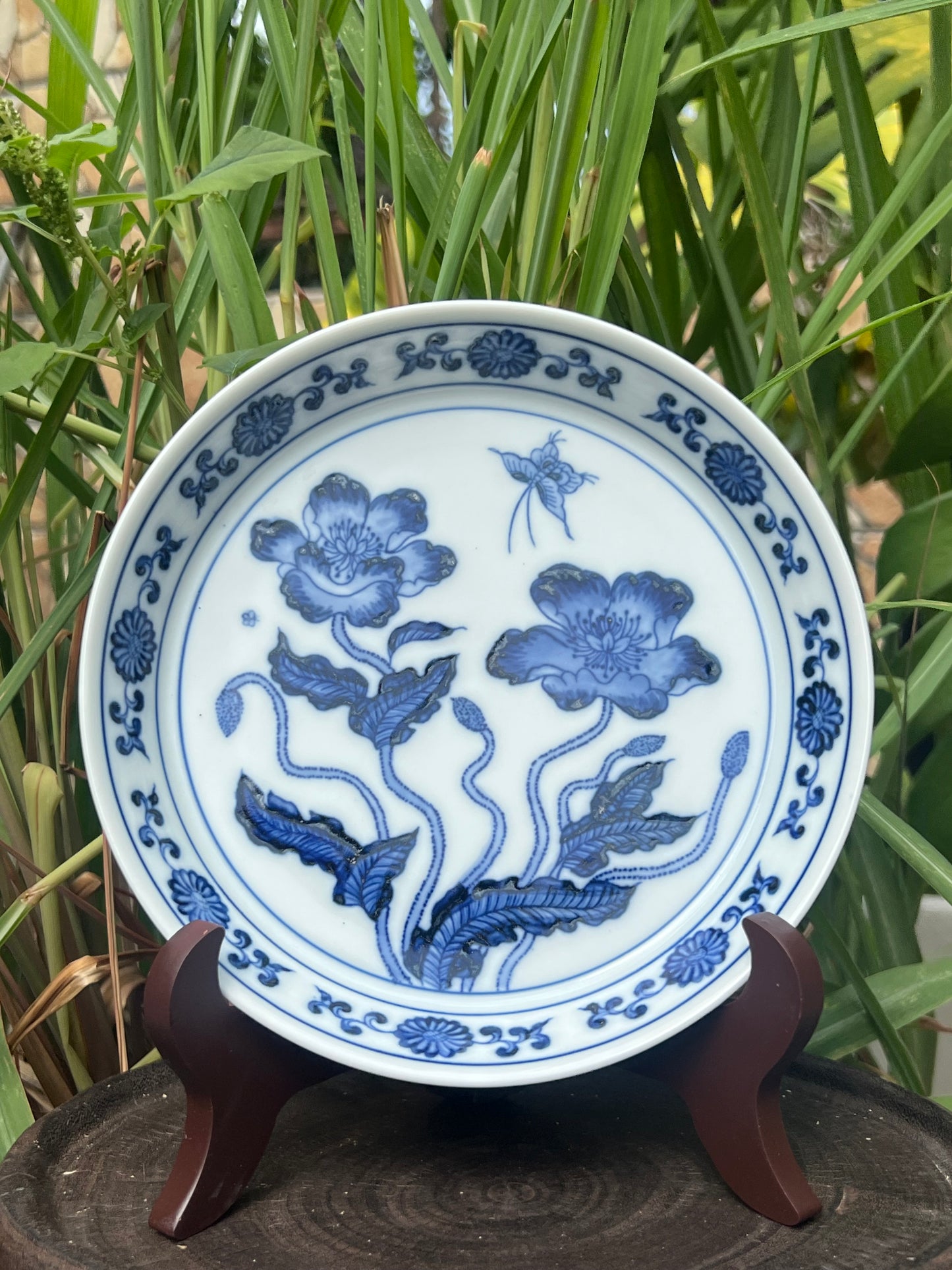 Handcrafted Chinese Handpainted Chinese Corn Poppy Blue and White Porcelain Gaiwan Set Jingdezhen Teapot Ceramic Artwork