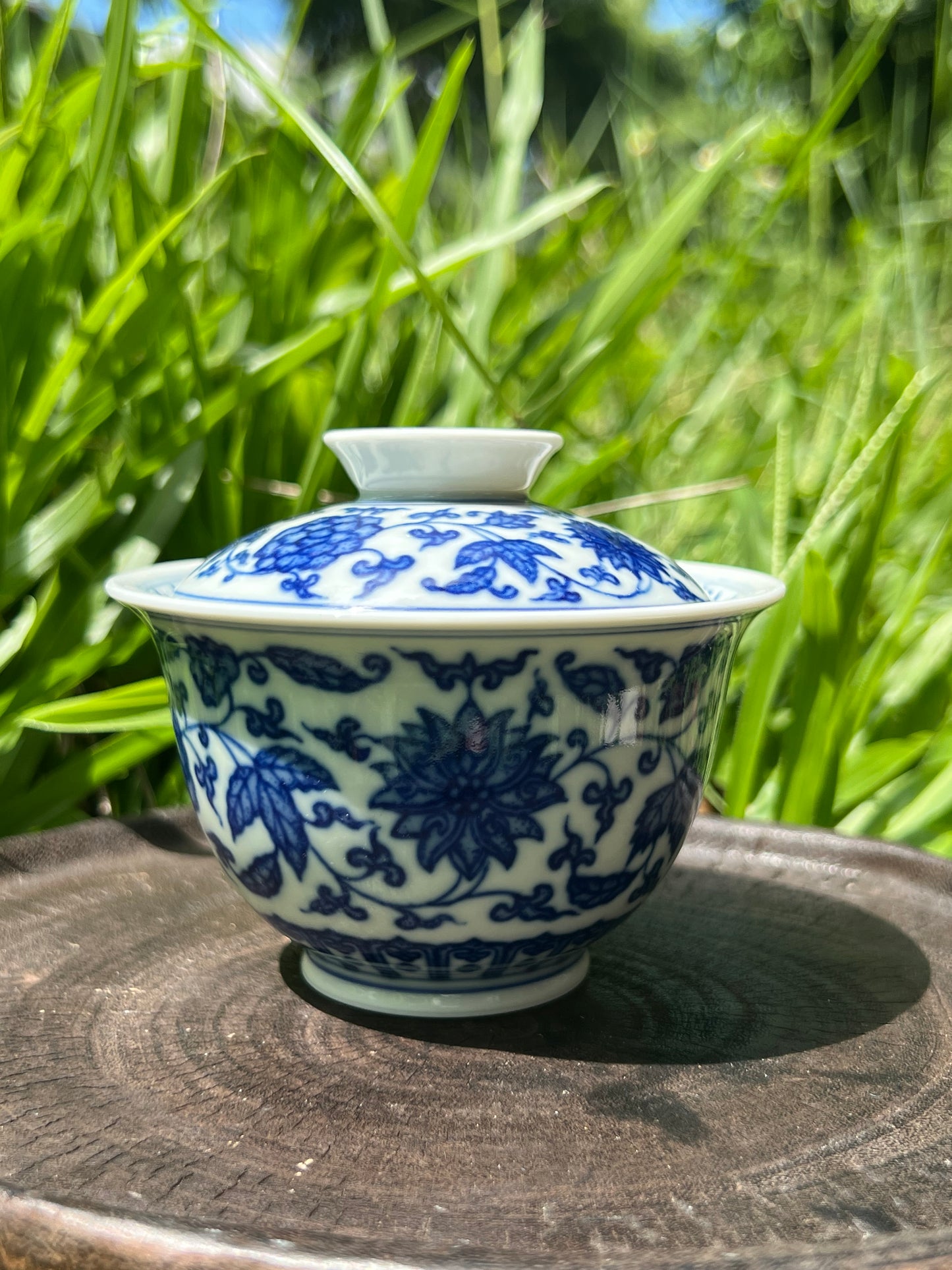 Handcrafted Chinese Hand Painted Chinese Twist Lotus Pattern Blue and White Porcelain Tea Tray Jingdezhen Master Pottery Artwork