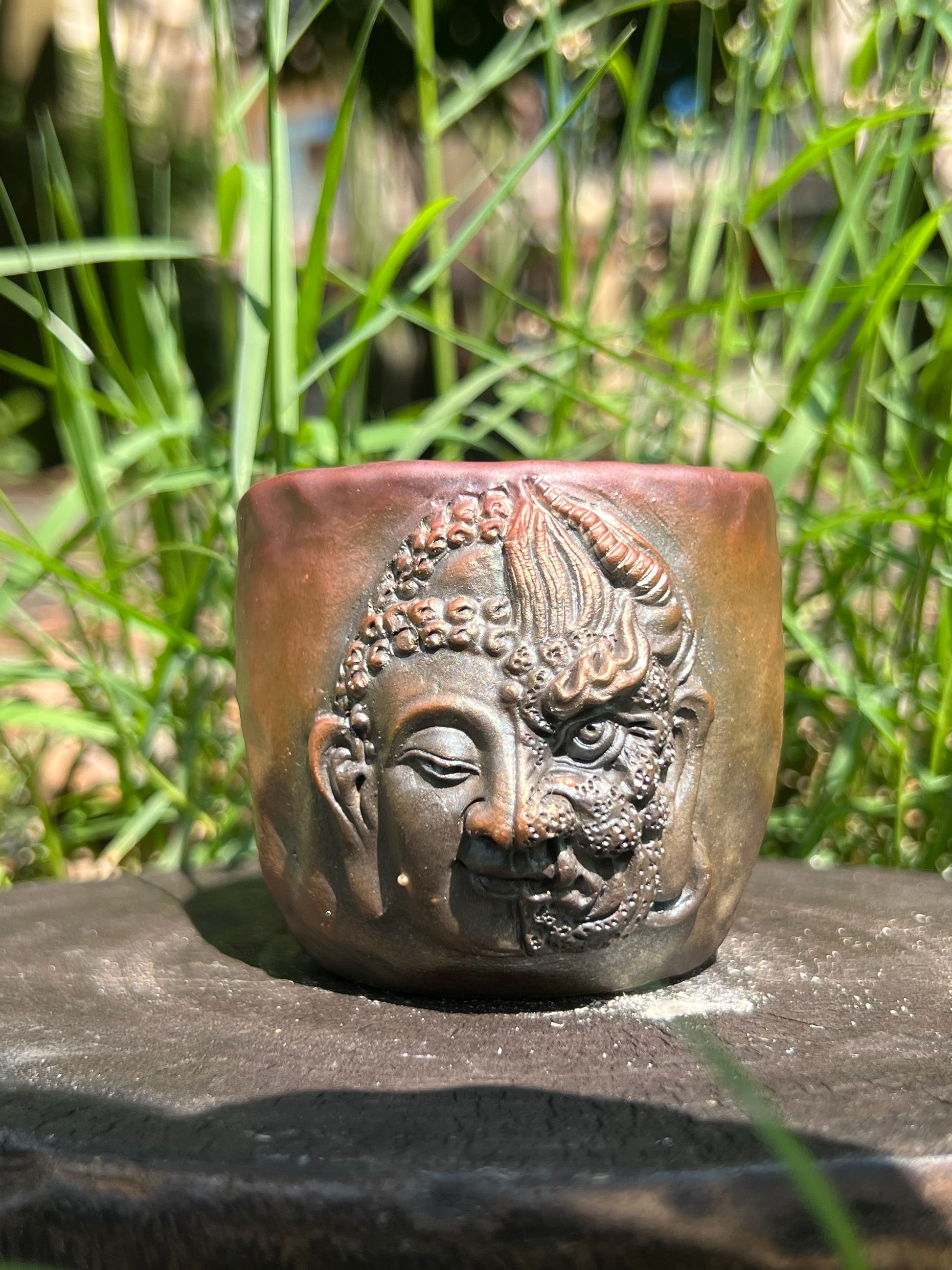 This is a woodfired tietai pottery teacup