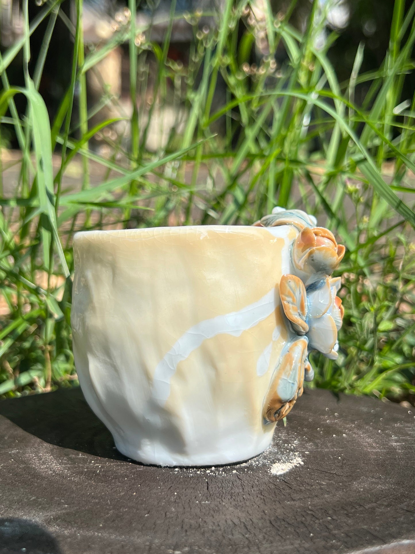 This is a woodfired pottery teacup