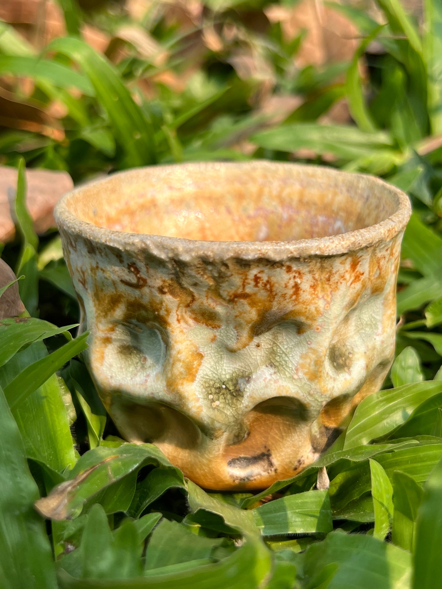 Woodfired Handmade Crude Pottery Teacup Gloss Unique Artwork Chinese Master Pottery Ceramic Japanese Ceramic Tea Ceremony