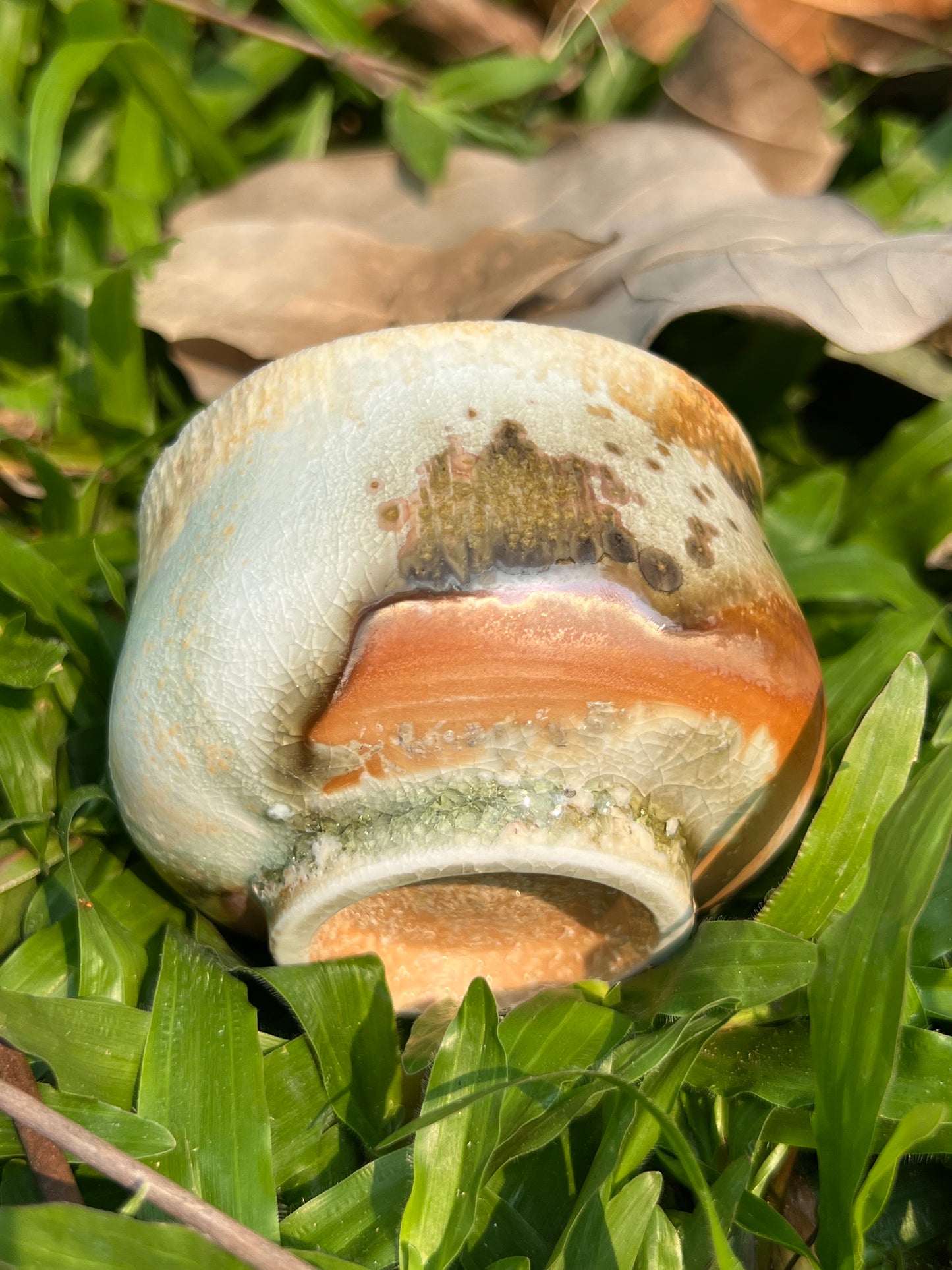 This is a woodfired pottery teacup