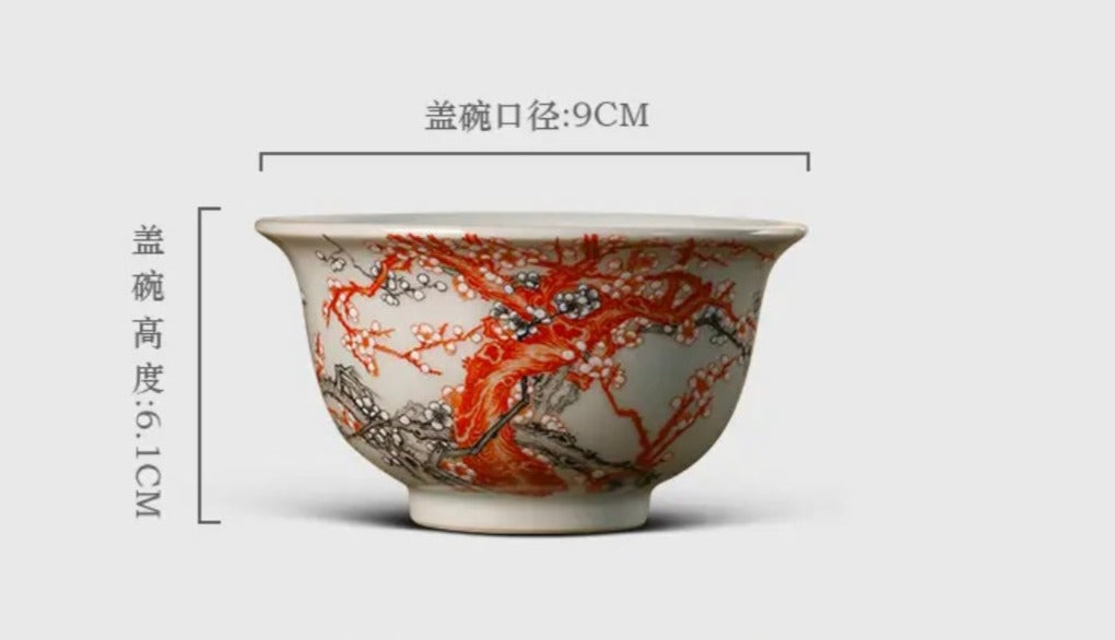 this is a Chinese Jingdezhen alum red  flower teacup.this is a ceramic teacup