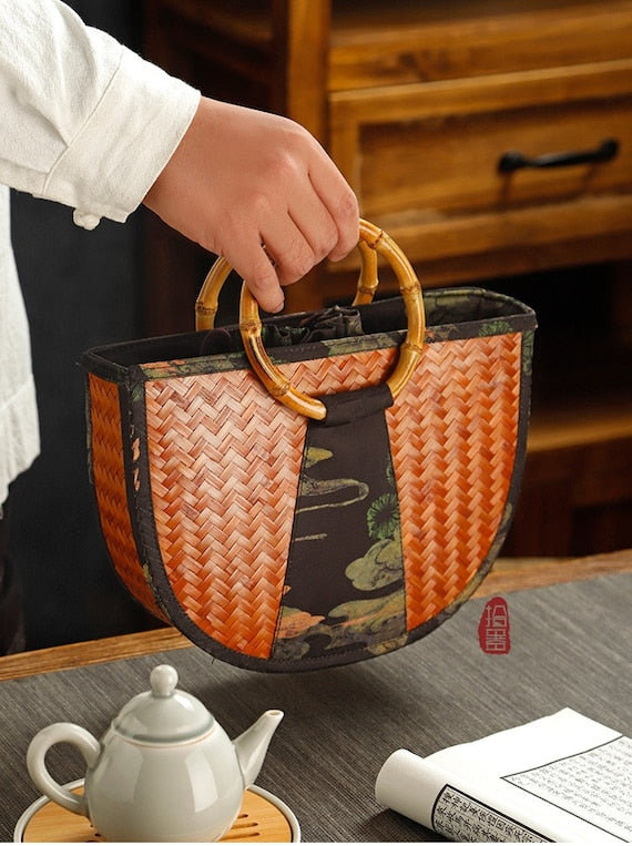 This is a bamboo weaving bag