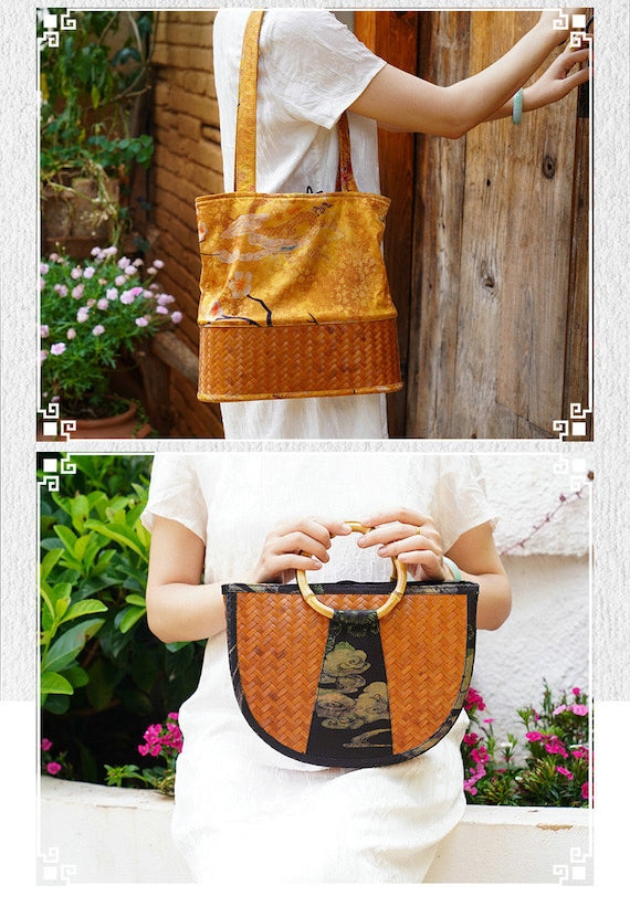 This is a bamboo weaving bag