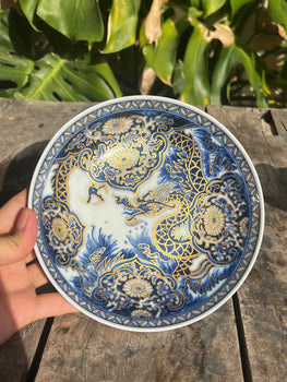 Chinese Handpainted Chinese Dragon Blue and White Porcelain Teaset Jingdezhen Tea tray Teapot Holder Ceramic Master Pottery Artwork