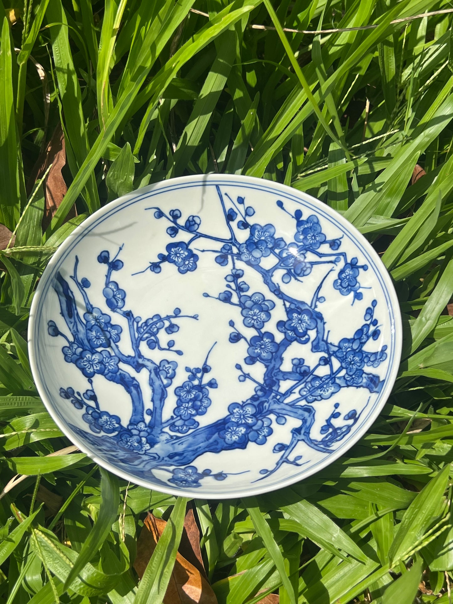 Handpainted Chinese Plum Flower Blue and White Porcelain Jingdezhen Tea Tray Master Ceramic Artwork