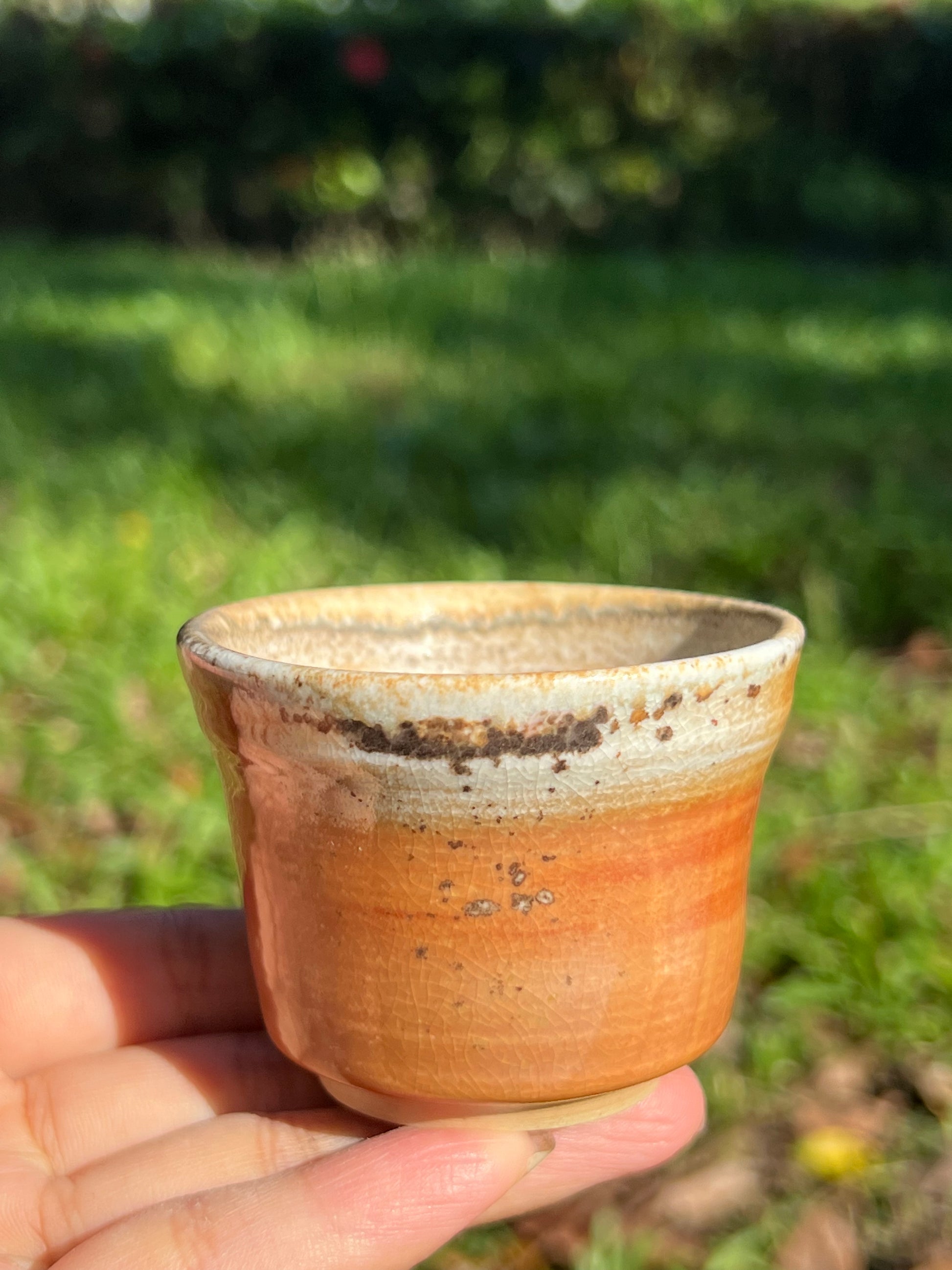 This is a woodfired pottery teacup