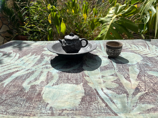 Hand Dyed Nature Plant Dyed Cotton Tea Table Cloth Tea Mat Two Sides Chabu Chaxi