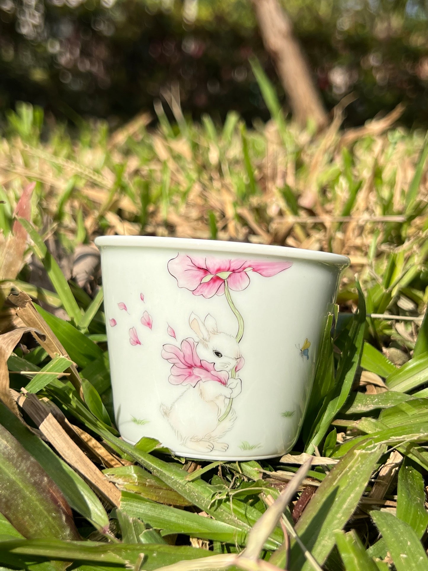 Hand Painted Chinese Rabbit Teacup Jingdezhen Master Ceramic Artwork