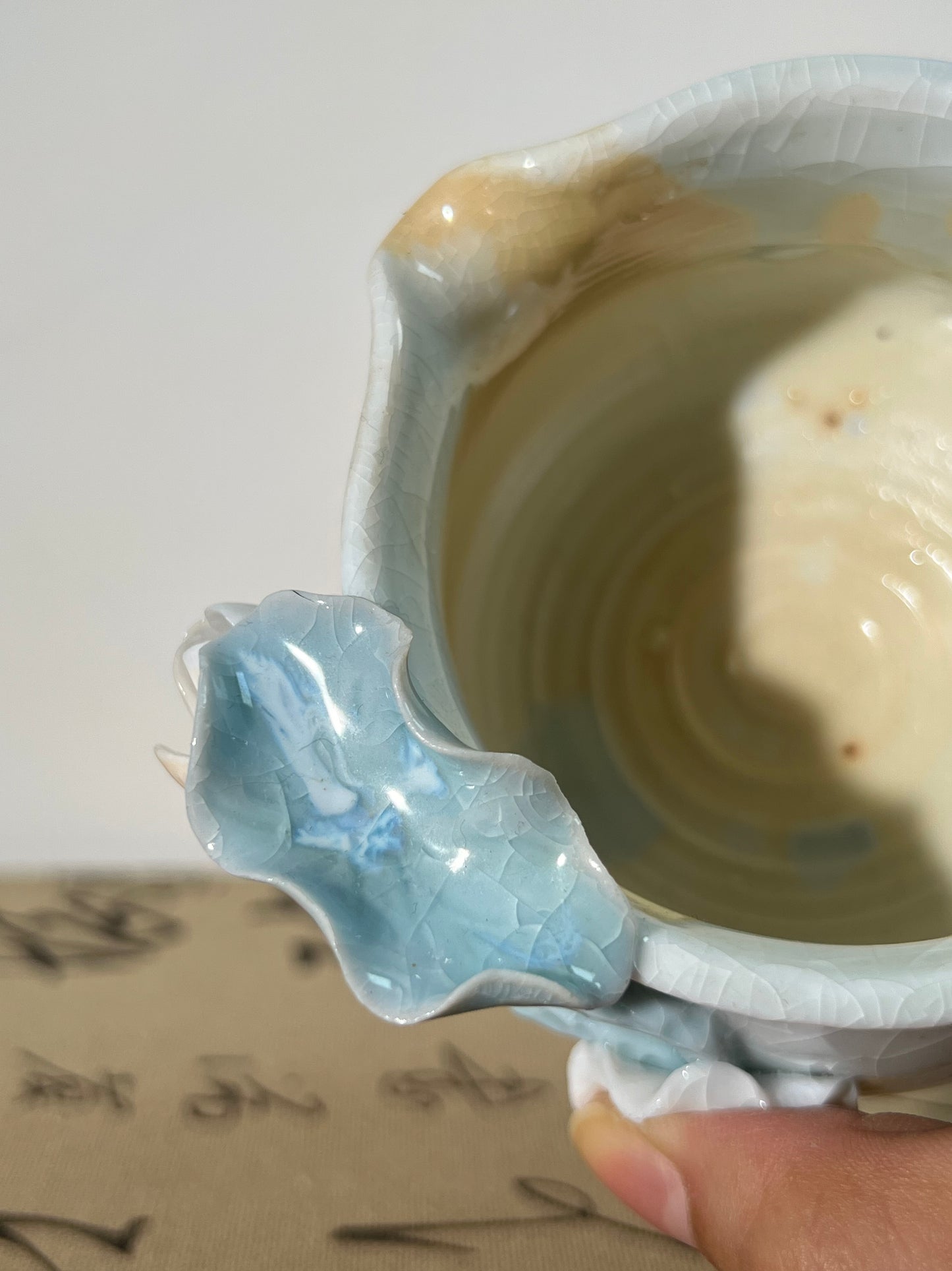 This is a woodfired pottery flower faircup gongdaobei