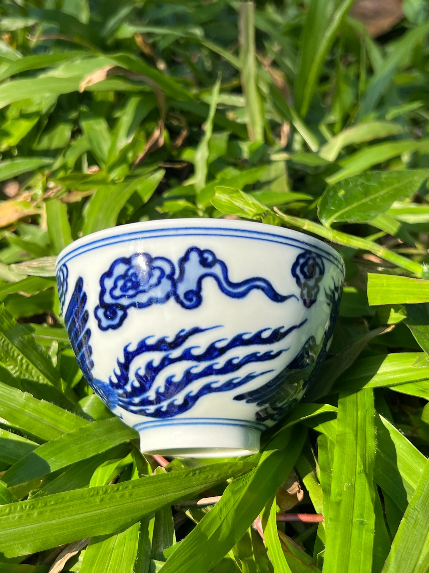 Hand Painted Chinese Phoenix Gaiwan Blue and White Porcelain Teaware Jingdezhen Master Ceramic Artwork