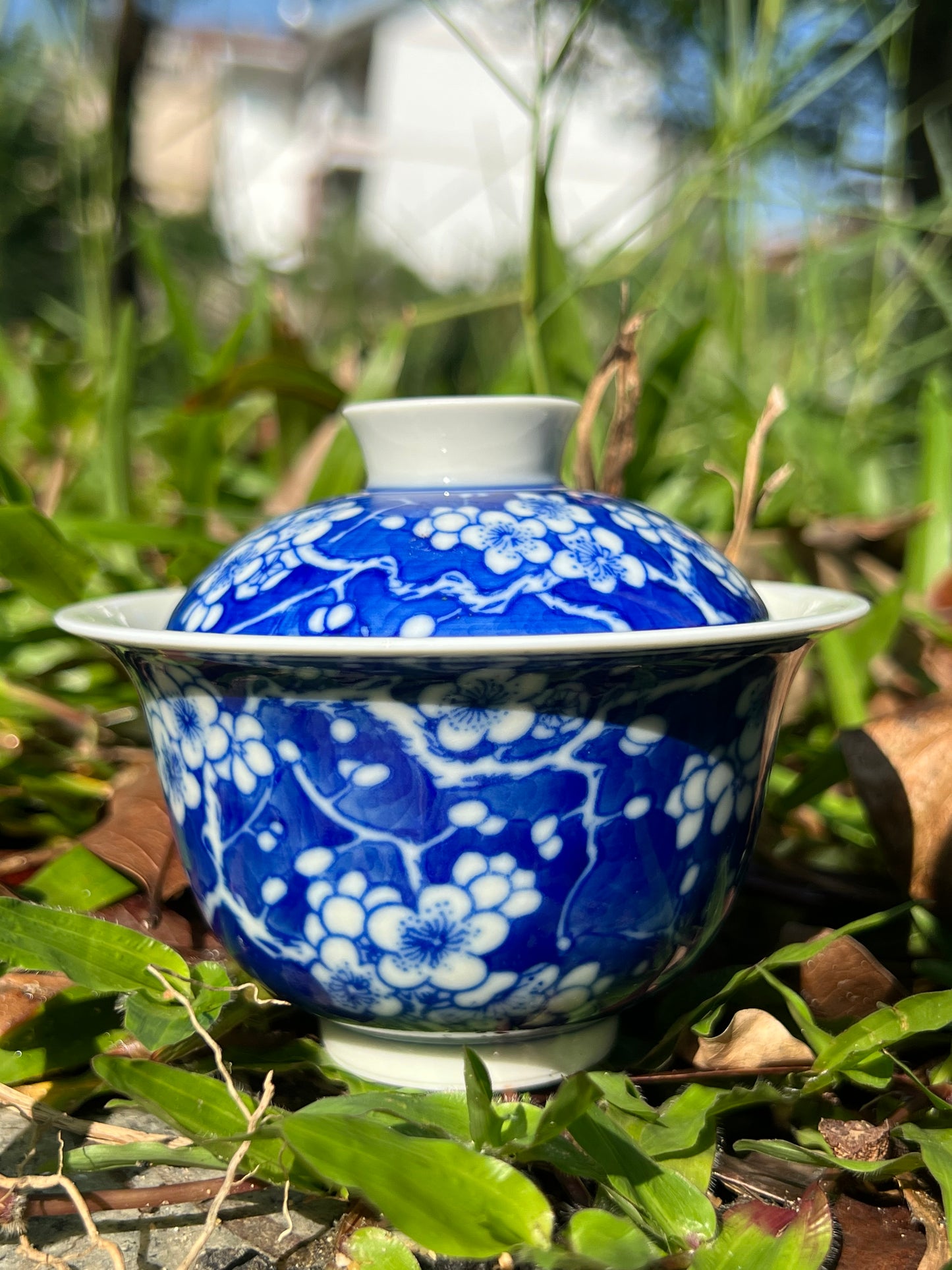 Hand Painted Chinese Blue and White Porcelain Tea Tray Ice Plum Flower Pattern Jingdezhen Master Ceramic Artwork