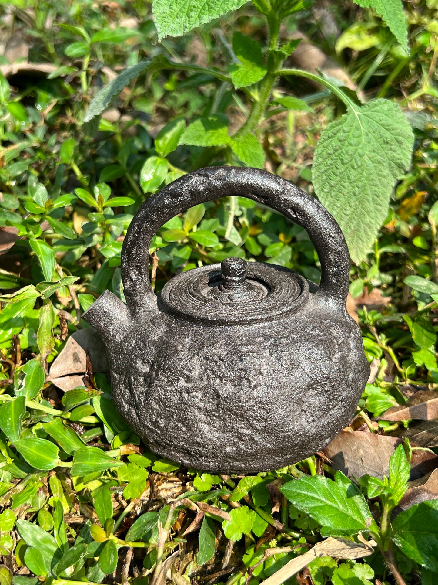 this is a purple clay teapot