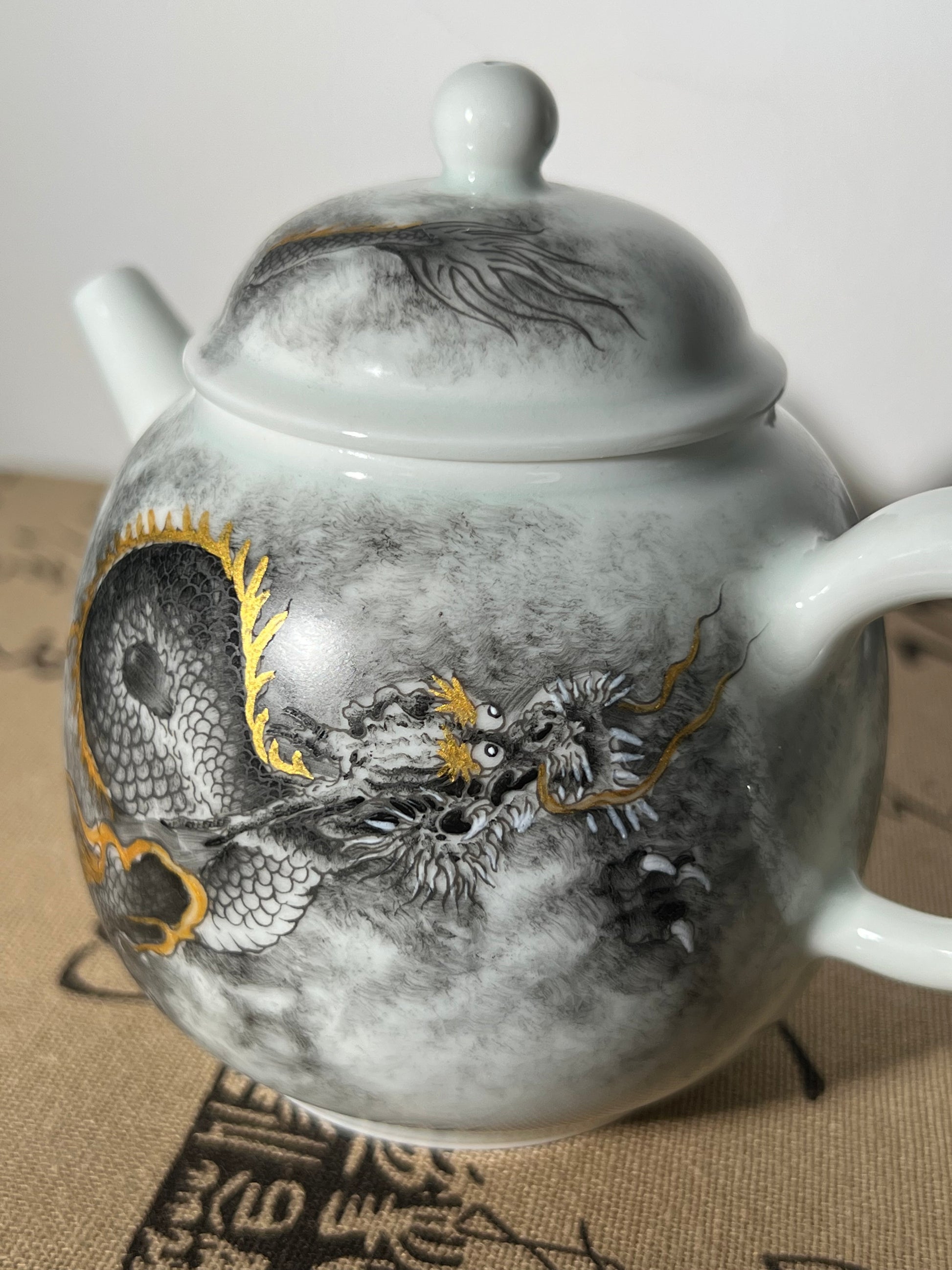 this is a Chinese Jingdezhen ceramic dragon teapot