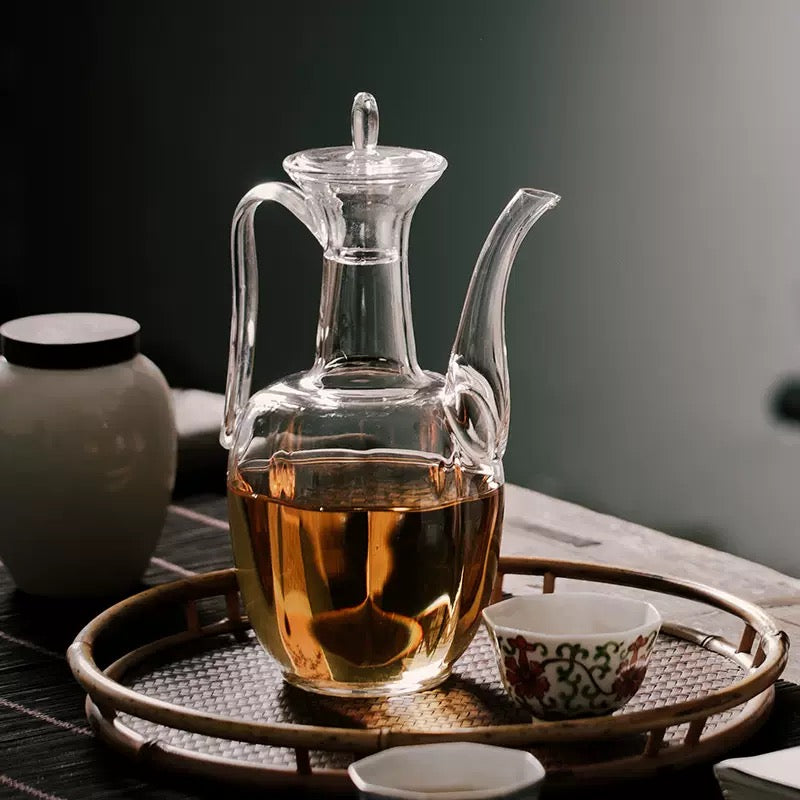 Chinese Antique Song Style Glass Kettle Cold Brewing Teapot