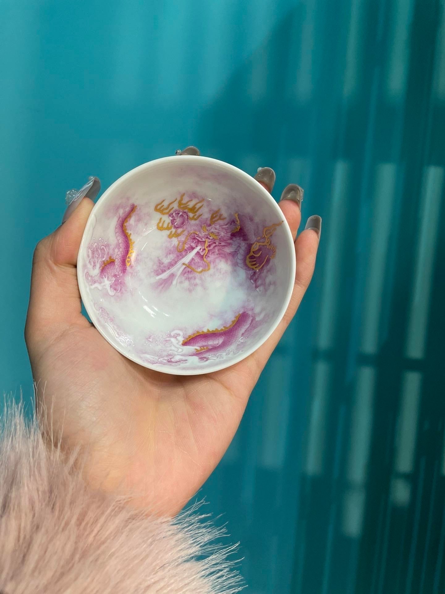 this is a Chinese Jingdezhen ceramic dragon teacup