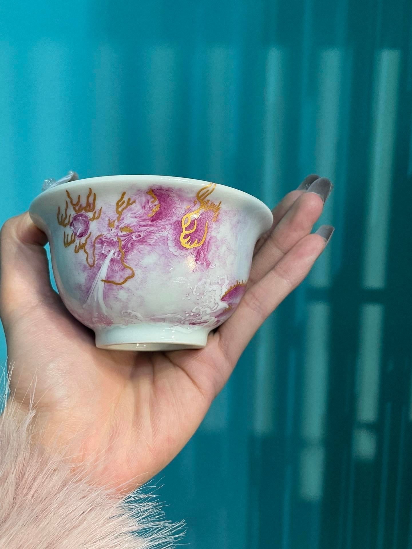 this is a Chinese Jingdezhen ceramic dragon teacup