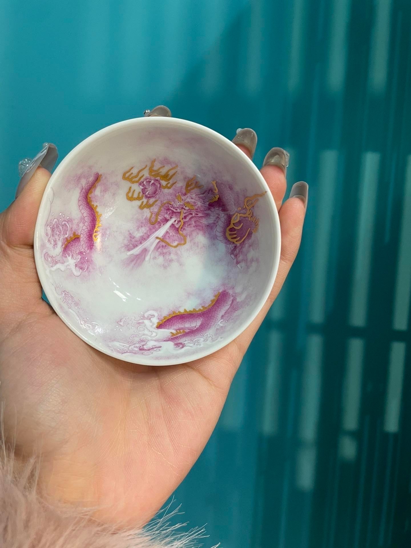 this is a Chinese Jingdezhen ceramic dragon teacup