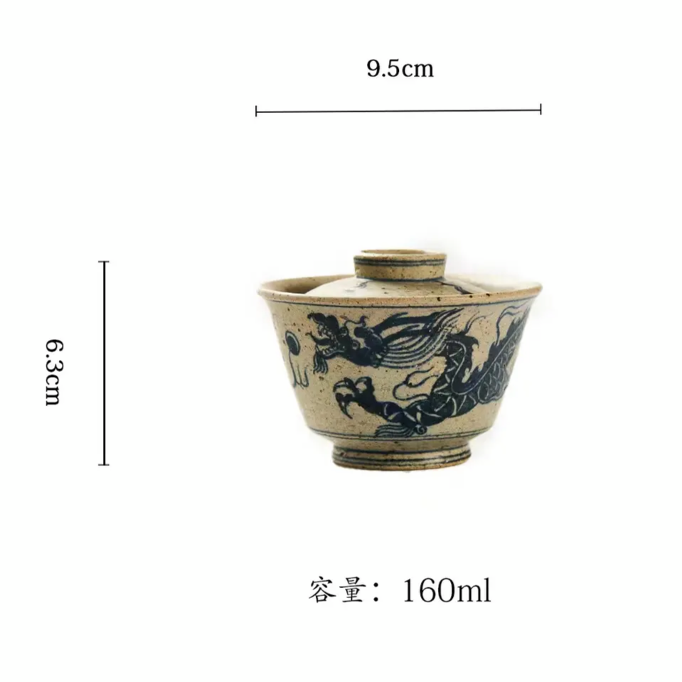 this is a Chinese Jingdezhen blue and white pottery dragon teacup