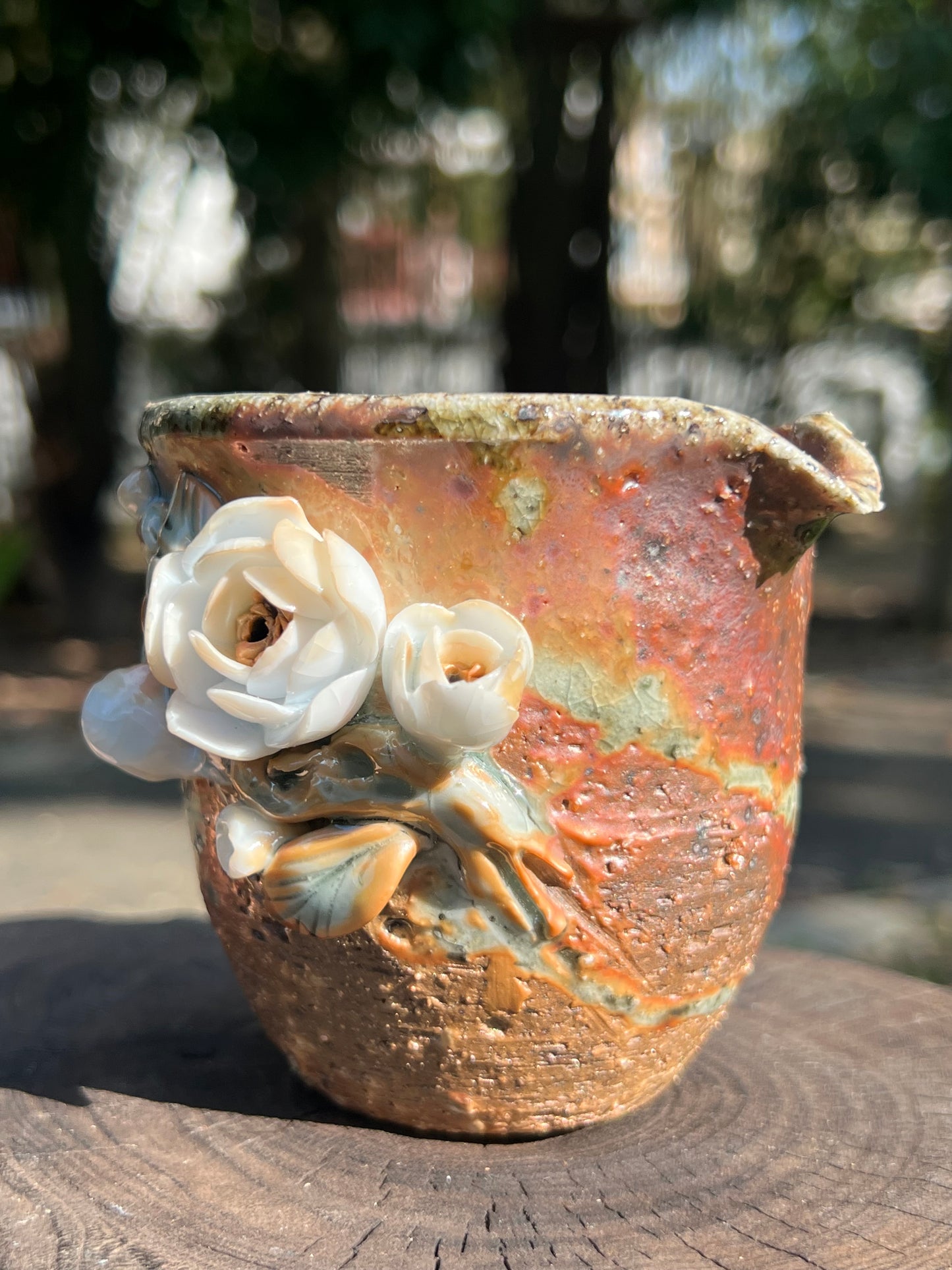 This is a woodfired pottery flower faircup gongdaobei