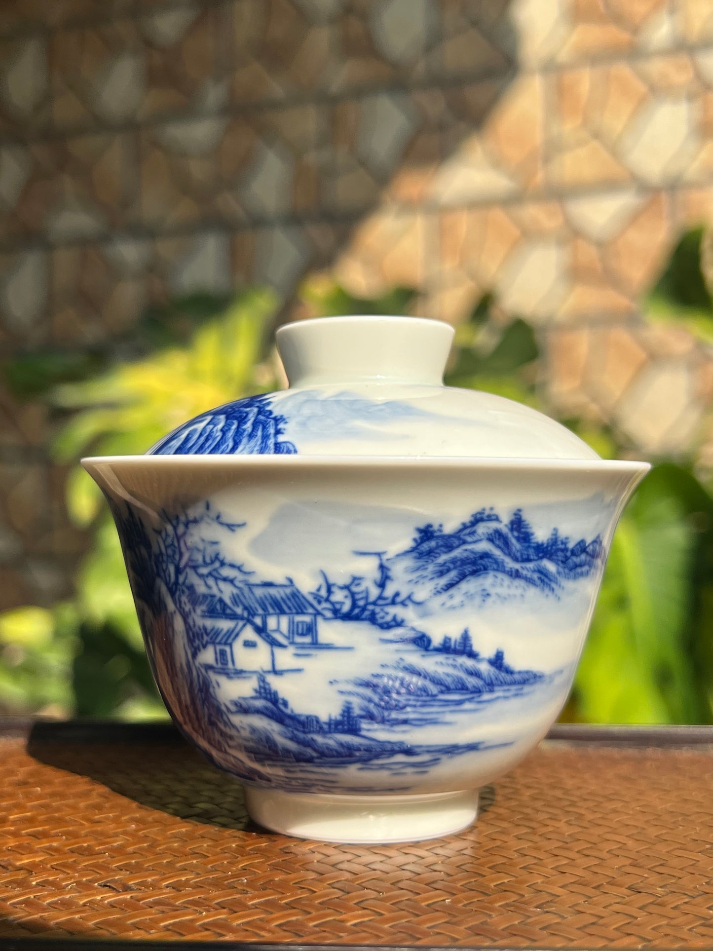 Chinese Handpainted Chinese Landscape Blue and White Porcelain Tea tray Jingdezhen Tea Boat Master Pottery Artwork