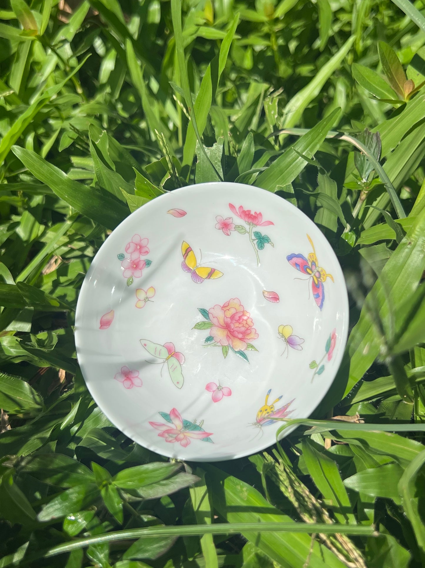 Handpainted Chinese Flowers Butterfly Enamel Teacup Jingdezhen Master Ceramic Artwork